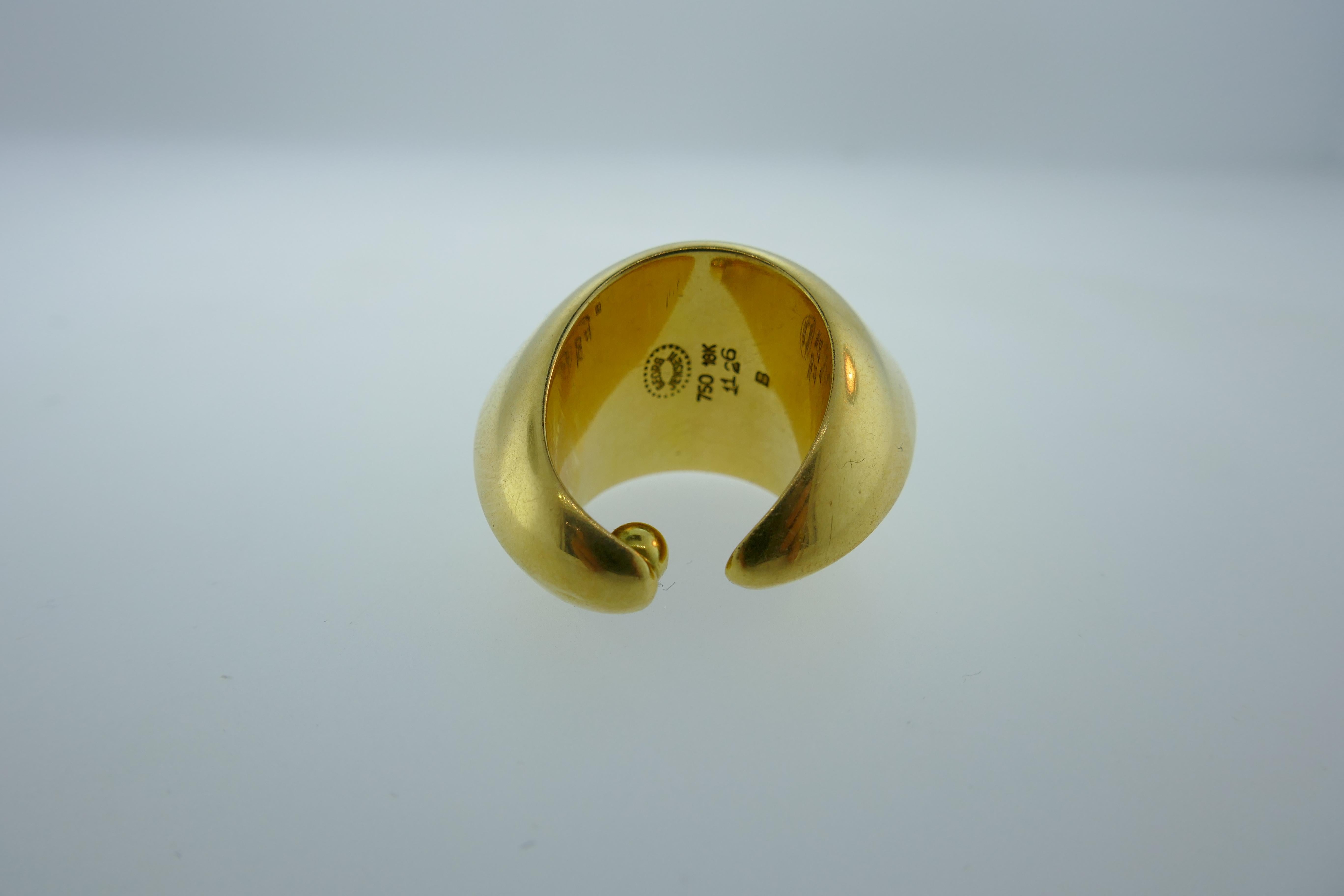Women's or Men's Georg Jensen Denmark 18 Karat Yellow Gold Dome Bombe Ring Vintage Rare