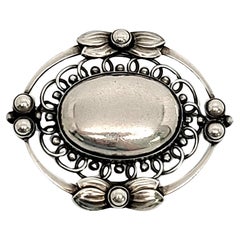 Vintage Georg Jensen Denmark #91 Sterling Silver Pin / Brooch