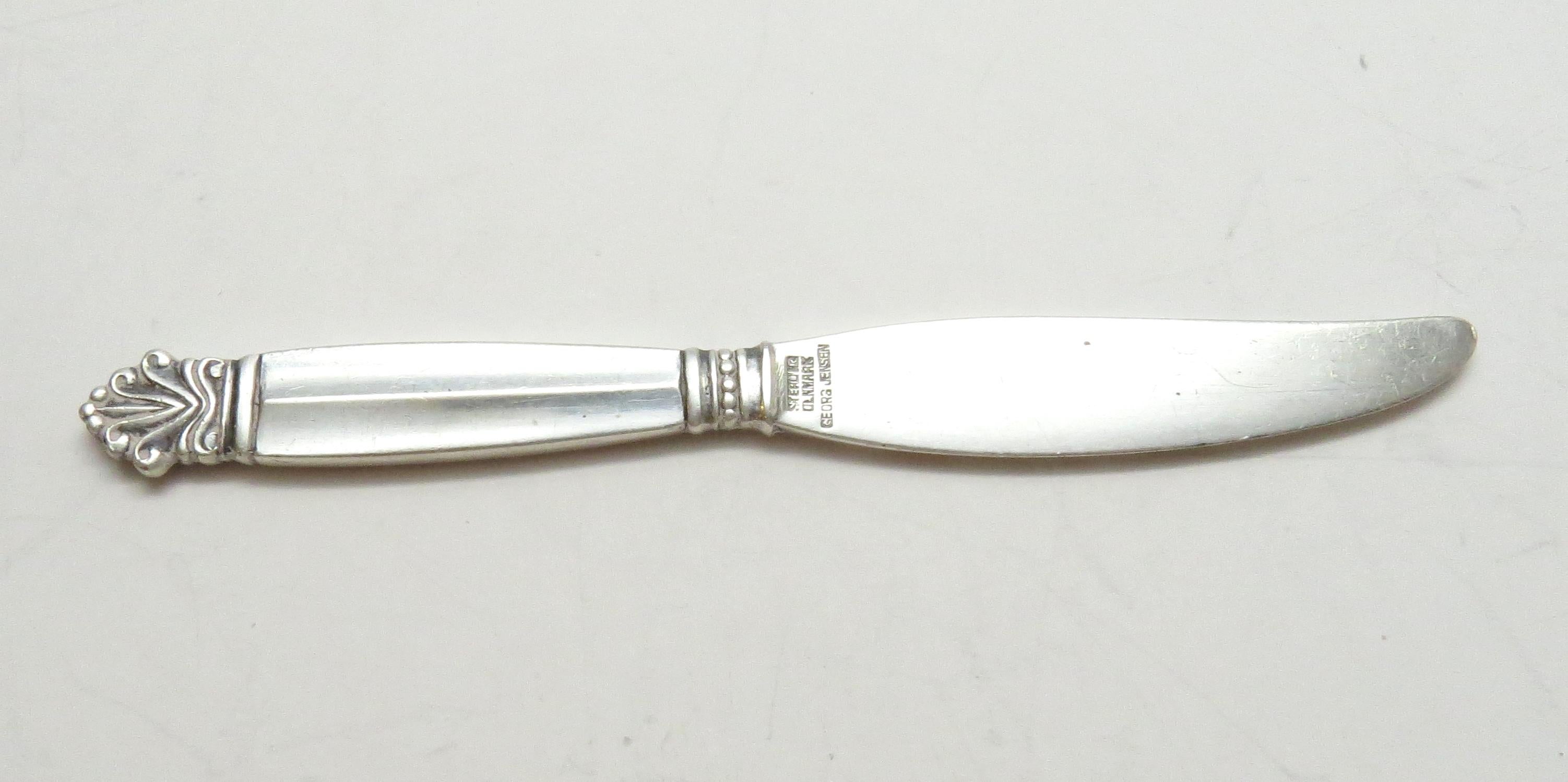 Georg Jensen Denmark Acanthus Sterling Silver Child Knife/Spreader/Pate Knife In Good Condition In Washington Depot, CT