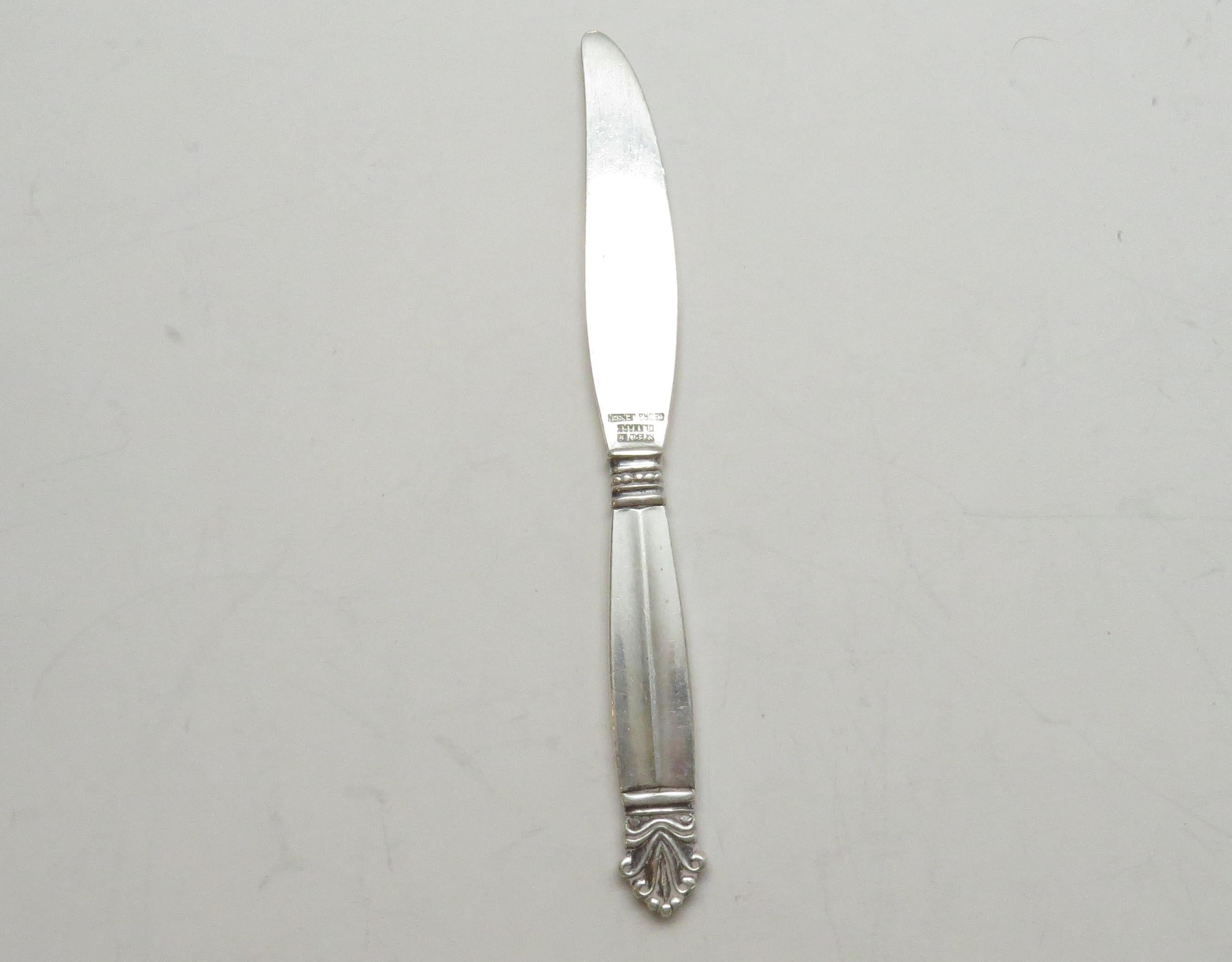 20th Century Georg Jensen Denmark Acanthus Sterling Silver Child Knife/Spreader/Pate Knife