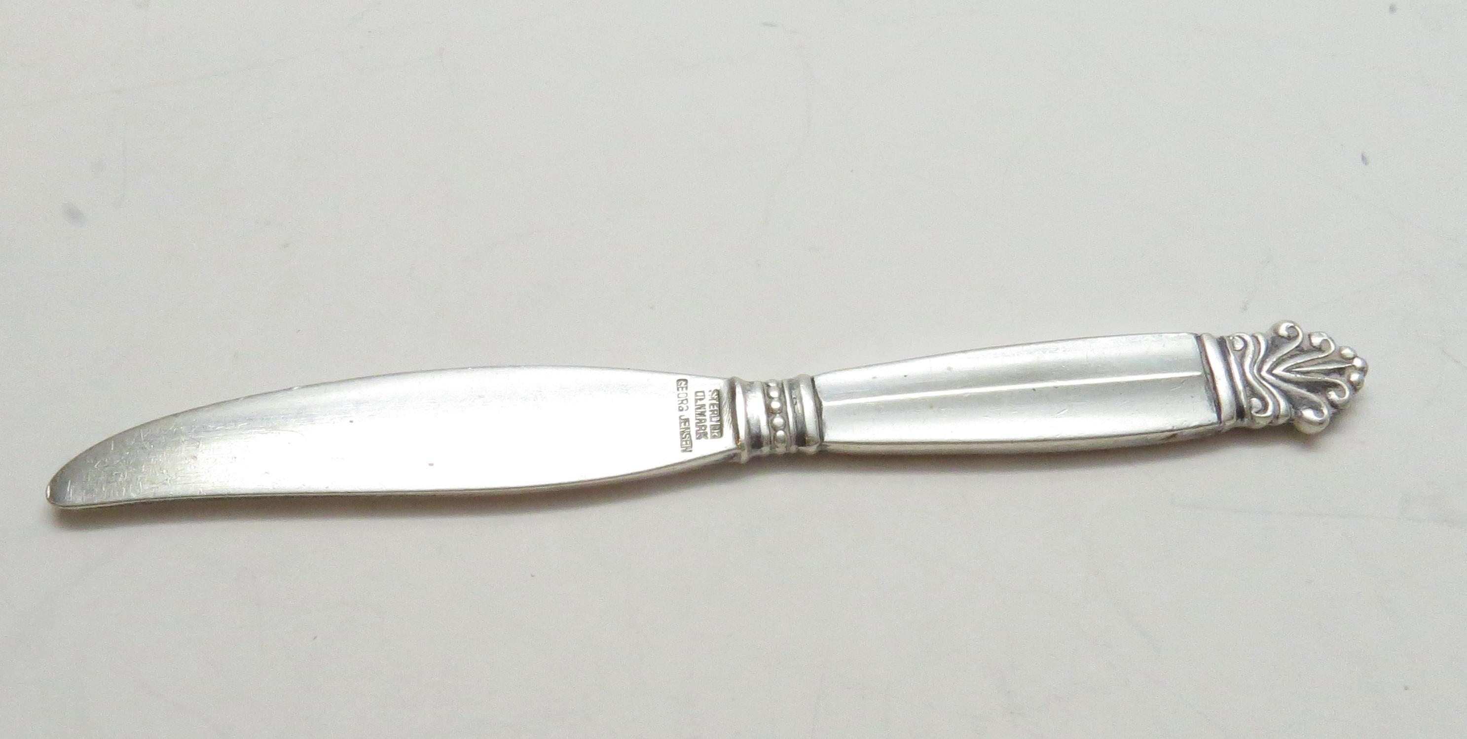 Georg Jensen Denmark Acanthus Sterling Silver Child Knife/Spreader/Pate Knife 1