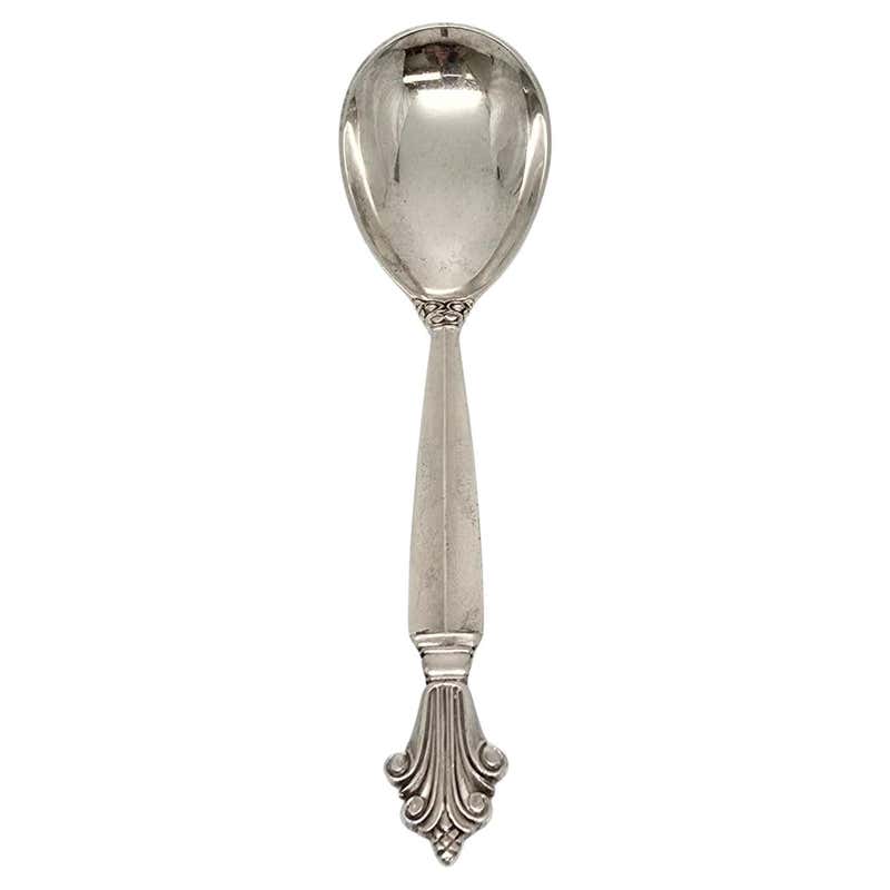 6 Georg Jensen Cactus Sterling Silver Triangular Fruit Spoons #075 For ...