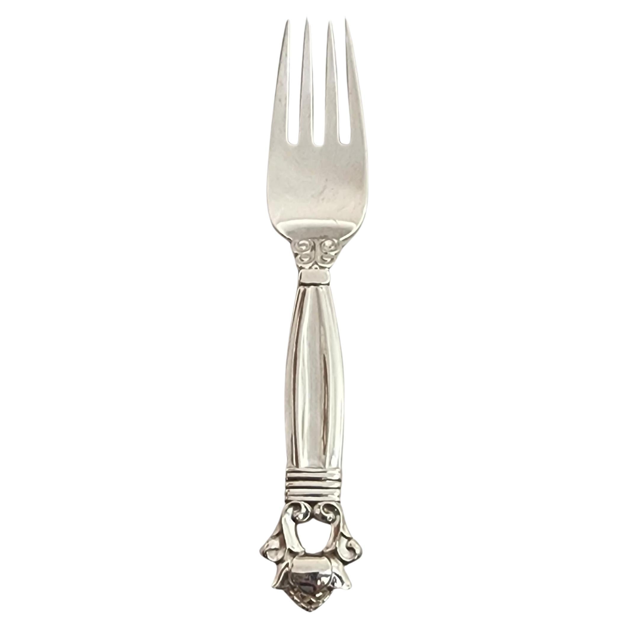 Georg Jensen Denmark Acorn Sterling Silver Child Fork 3 3/4" #15214 For Sale