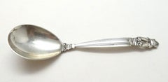 Georg Jensen Denmark Acorn Sterling Silver Curved Handle Jam Spoon
