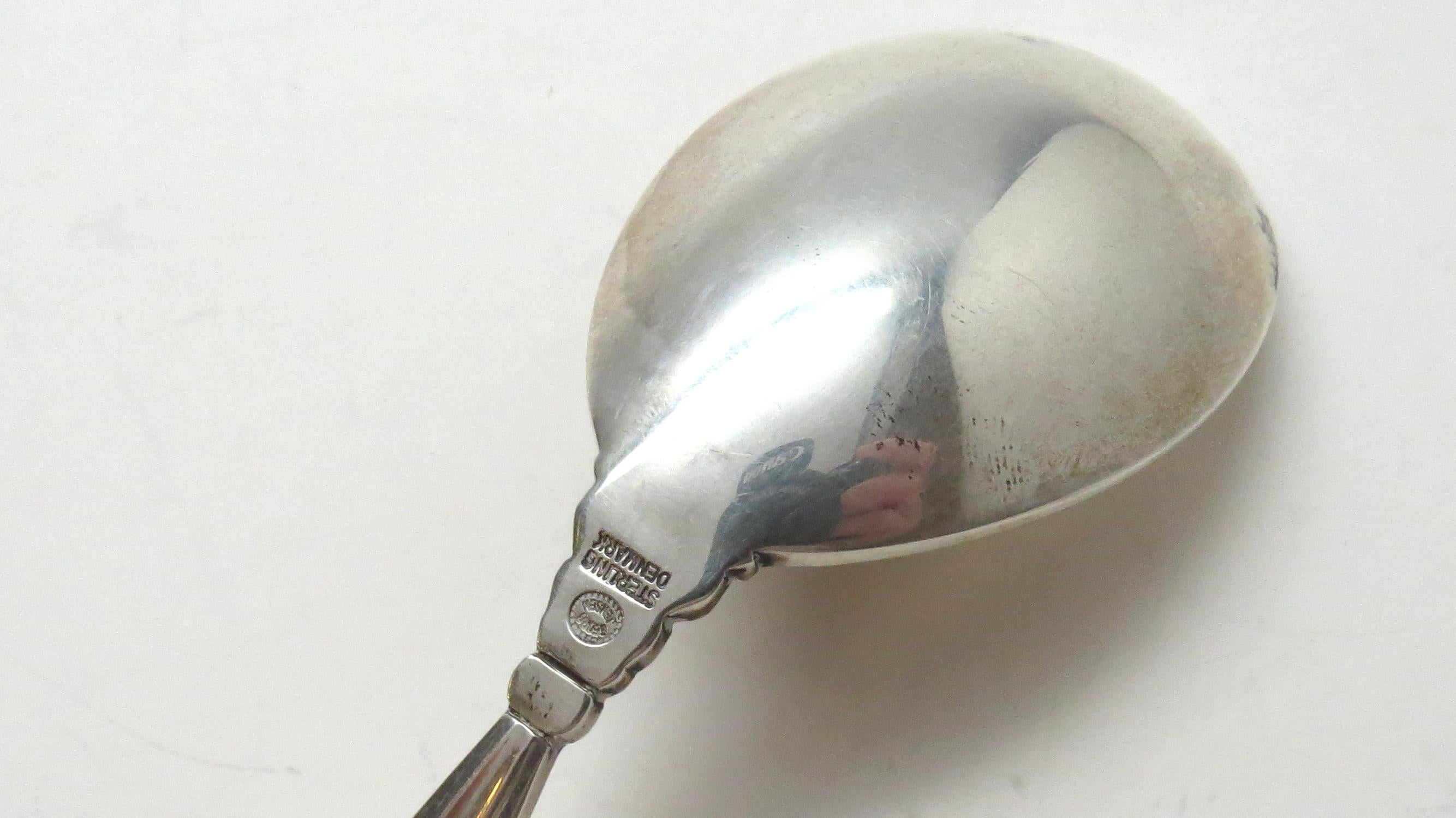 Early 20th Century Georg Jensen Denmark Acorn Sterling Silver Curved Handle Jam Spoon