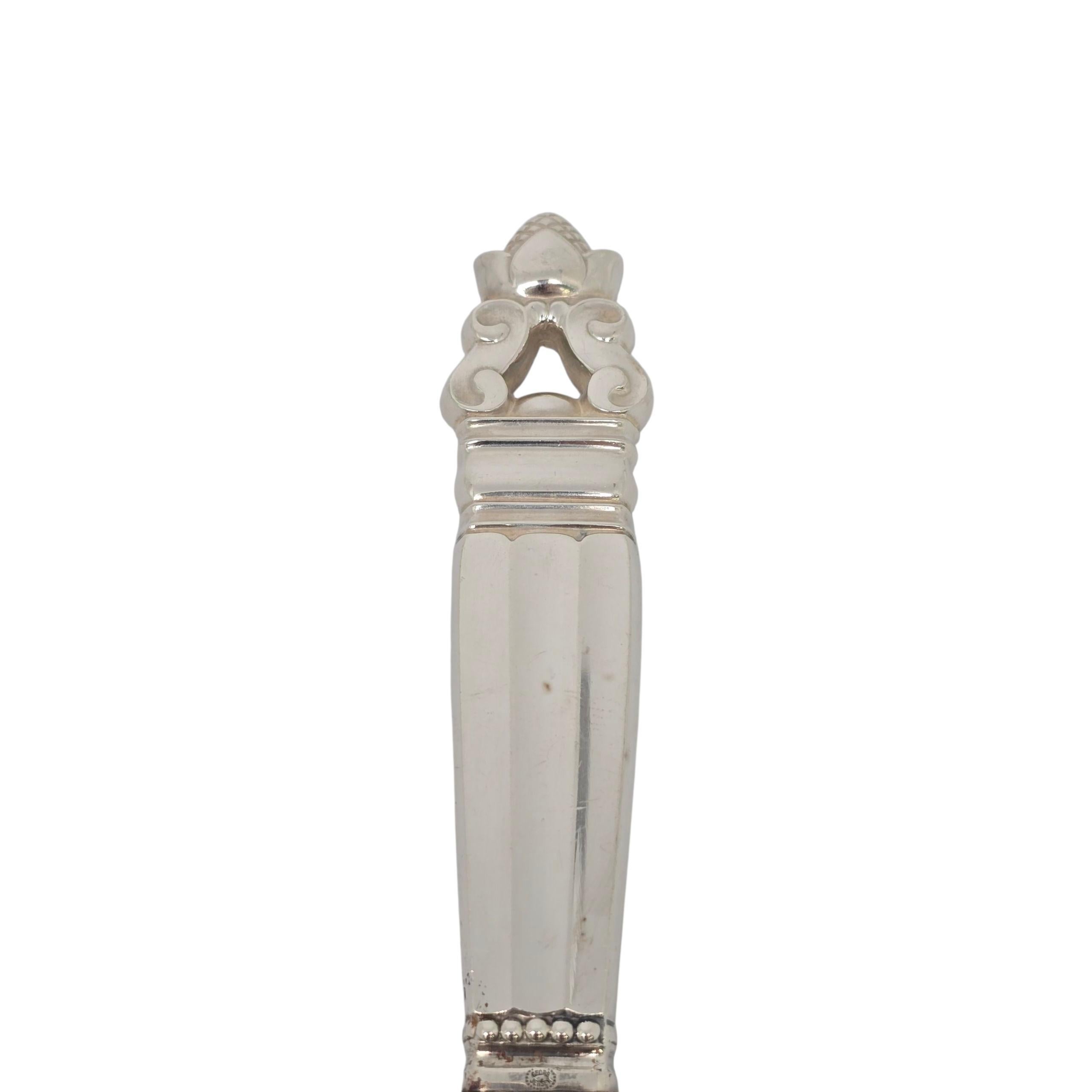Georg Jensen Dänemark Eichel Sterling Silber Griff Kuchen Messer w/Gravur #22988 im Zustand „Gut“ im Angebot in Washington Depot, CT