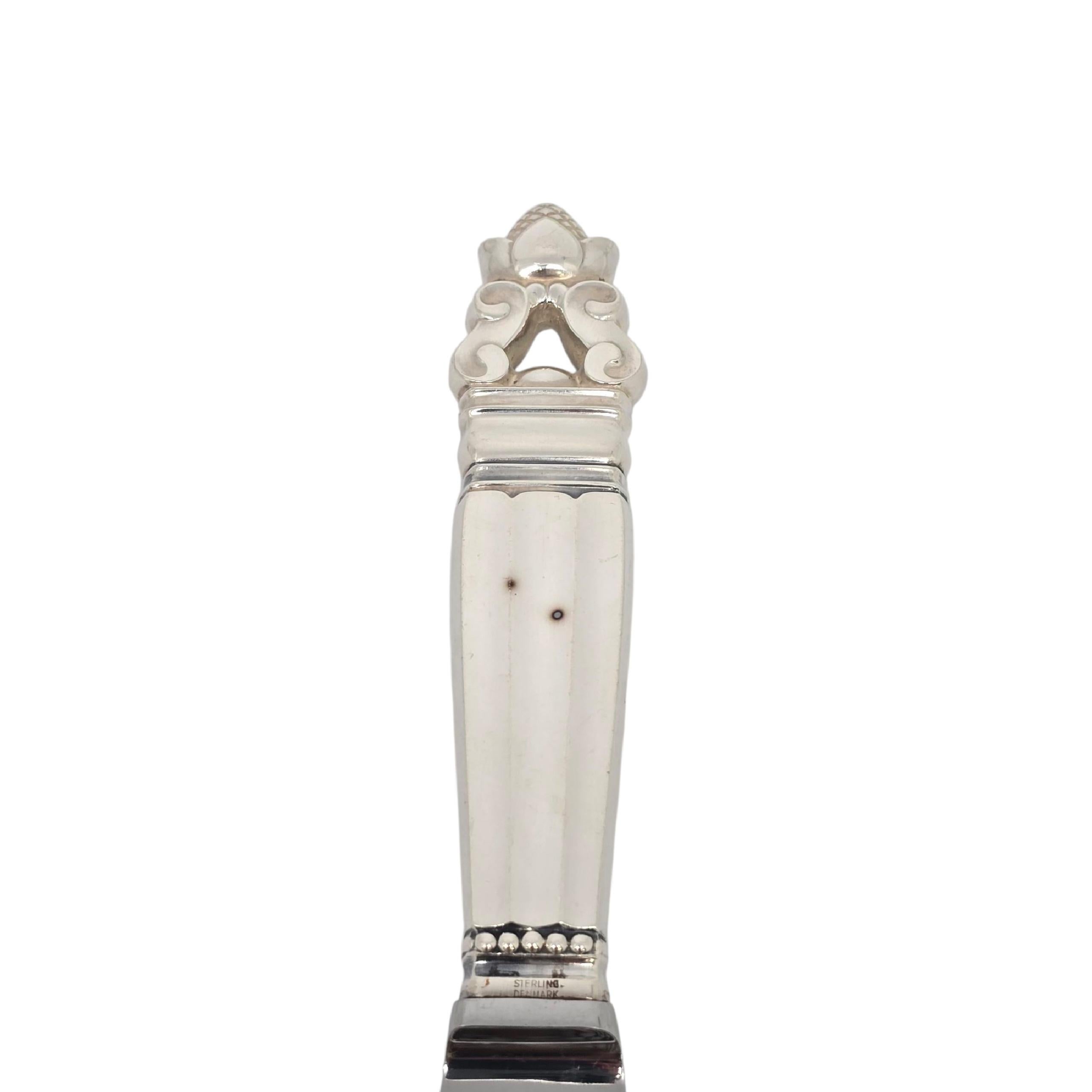 Georg Jensen Dänemark Eichel Sterling Silber Griff Kuchen Messer w/Gravur #22988 im Angebot 1