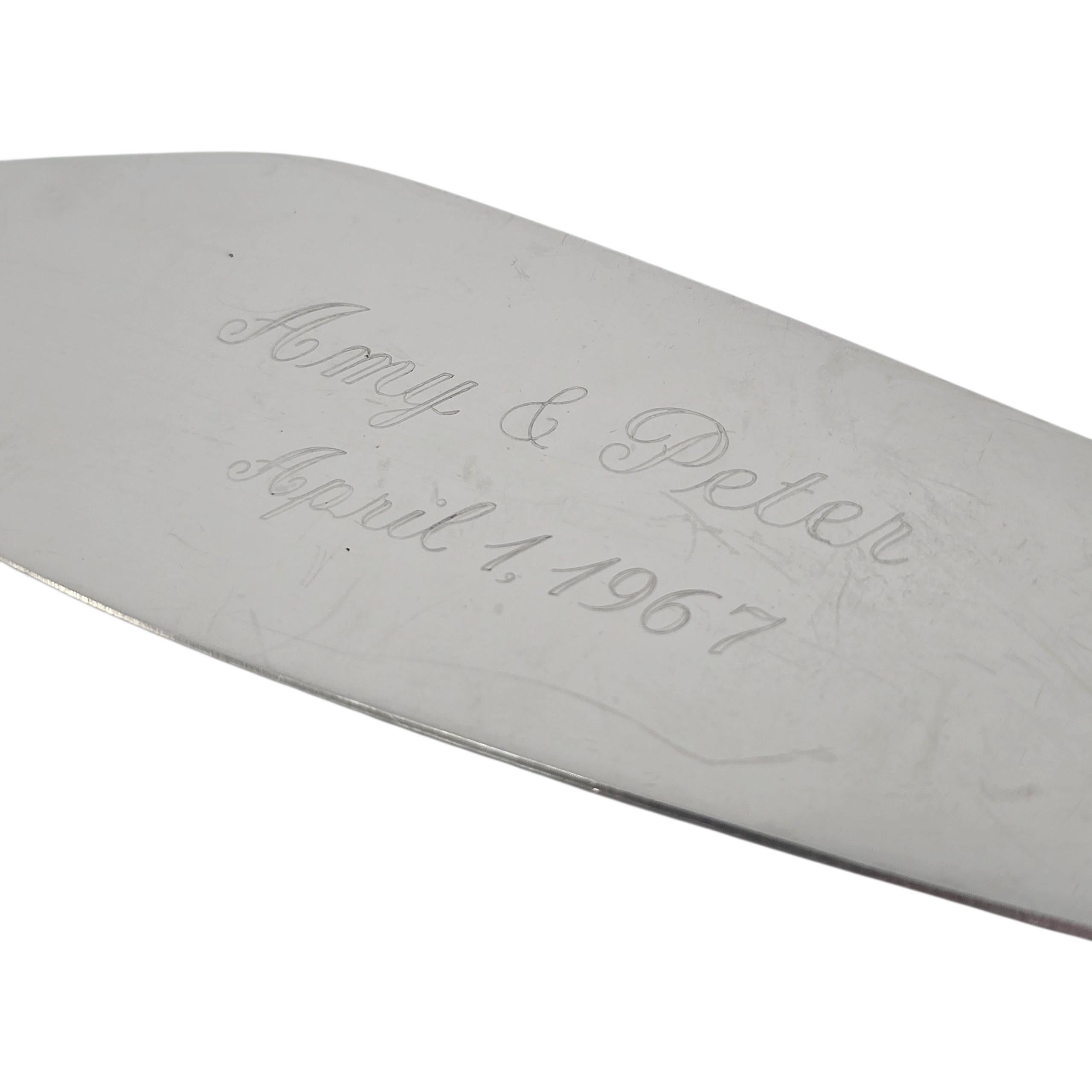 Georg Jensen Dänemark Eichel Sterling Silber Griff Kuchen Messer w/Gravur #22988 im Angebot 3