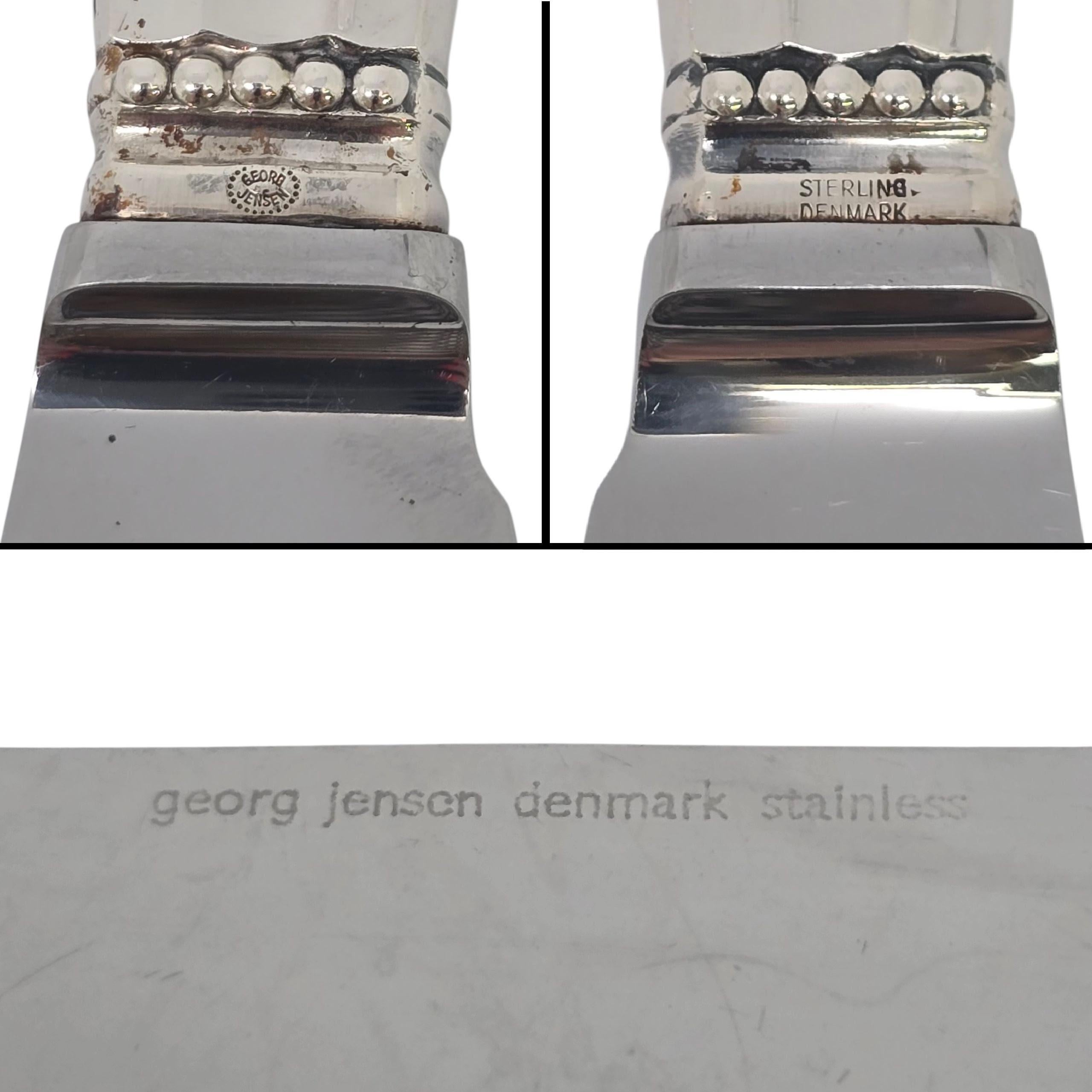 Georg Jensen Dänemark Eichel Sterling Silber Griff Kuchen Messer w/Gravur #22988 im Angebot 4