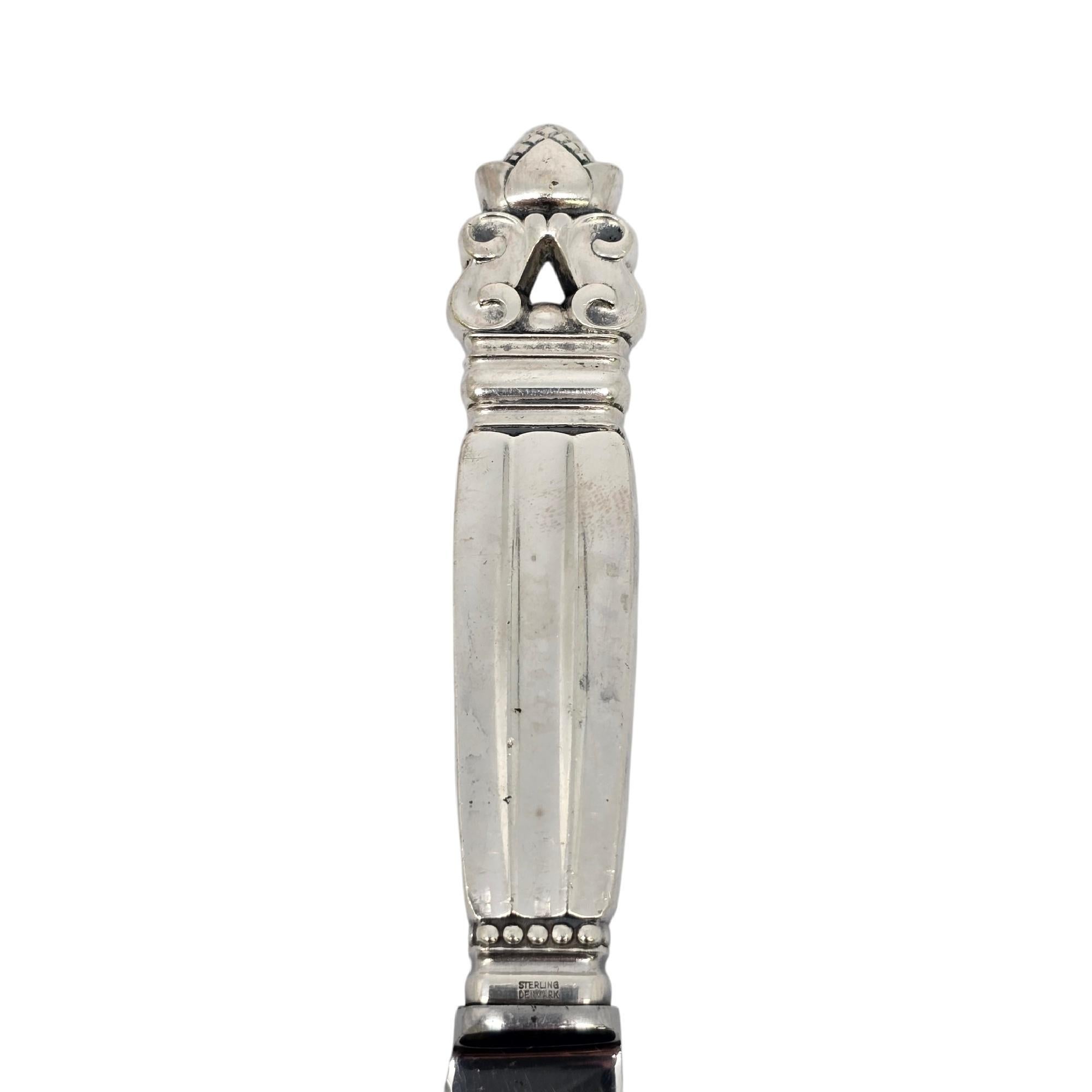 Georg Jensen Denmark Acorn Sterling Silver Handle Cheese/Bar Knife #19465 For Sale 1