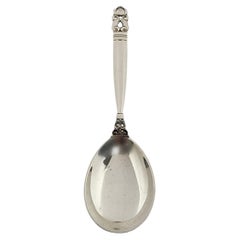 Vintage Georg Jensen Denmark Acorn Sterling Silver Jam Spoon 5 7/8" #15288