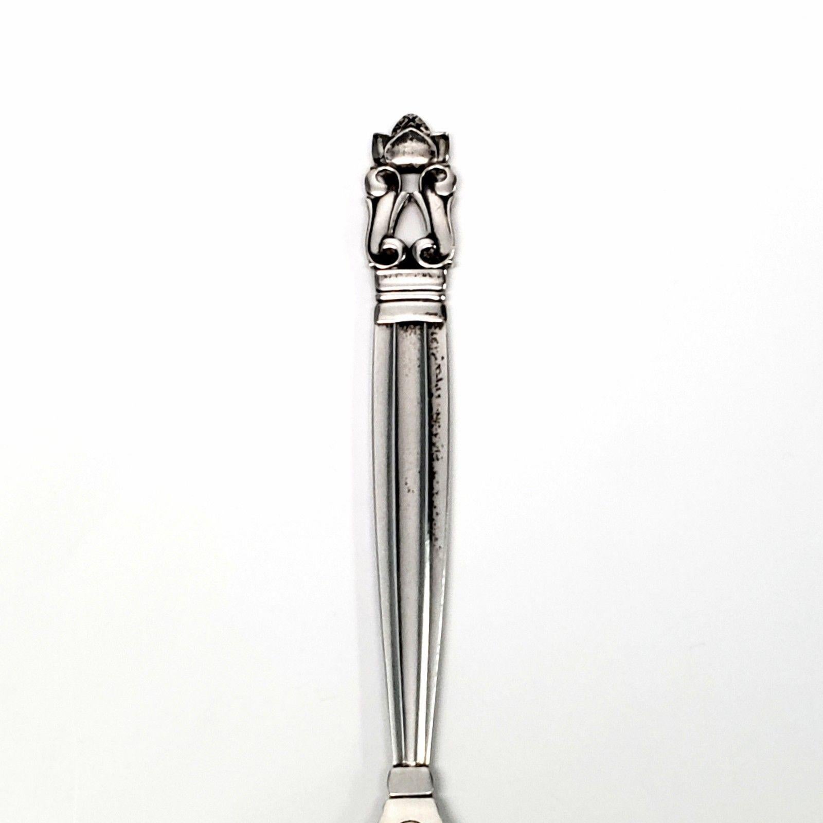Georg Jensen sterling silver large teaspoon in the Acorn pattern. Marked: GEORG JENSEN STERLING DENMARK. Measures 6 1/4