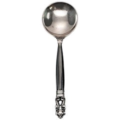 Antique Georg Jensen Denmark Acorn Sterling Silver Round Bowl Soup Spoon