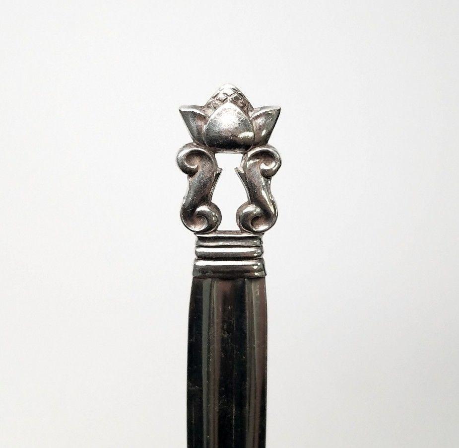 Mid-20th Century Georg Jensen Denmark Acorn Sterling Silver Serving/Salad Fork For Sale