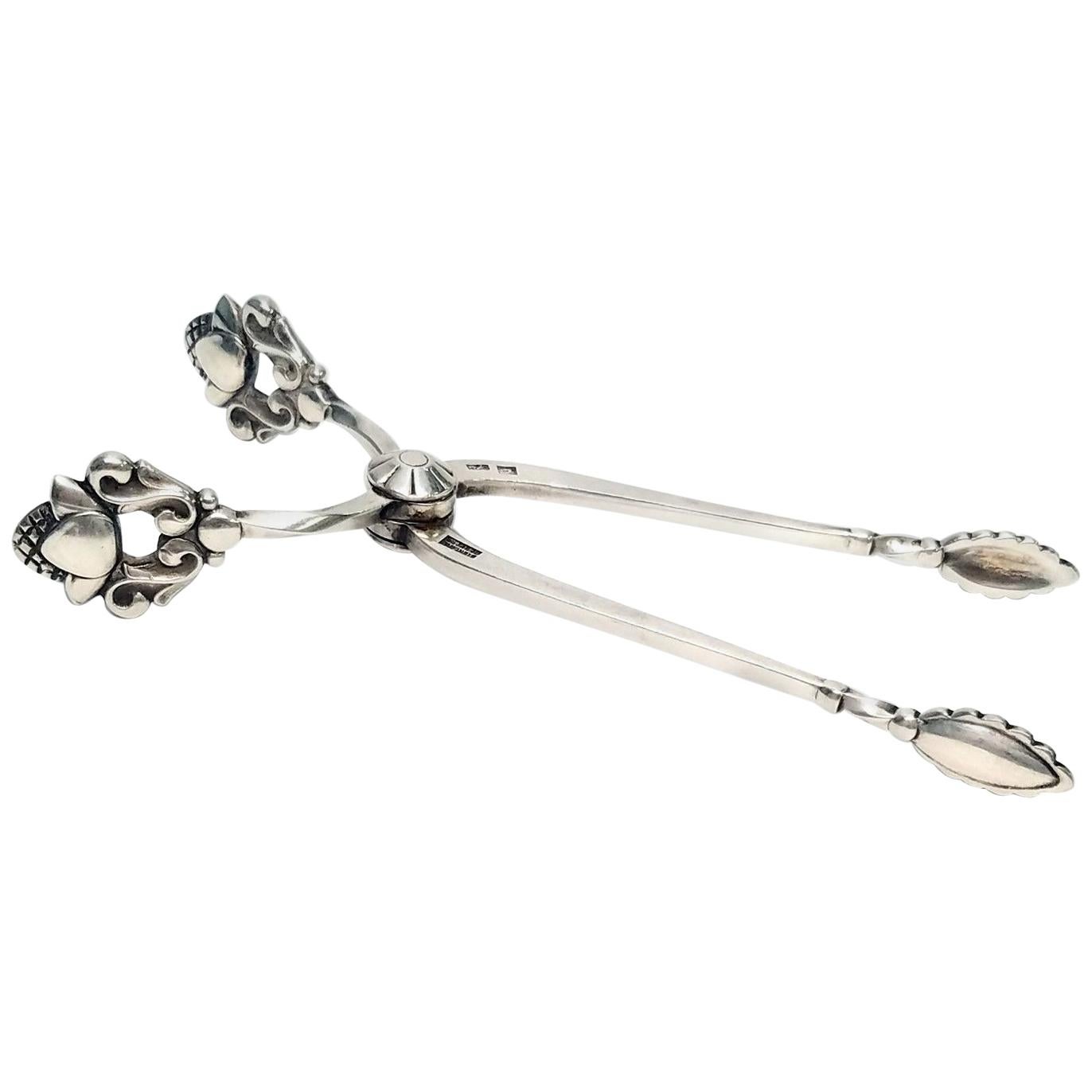 Georg Jensen Denmark Acorn Sterling Silver Sugar Tongs/Nips