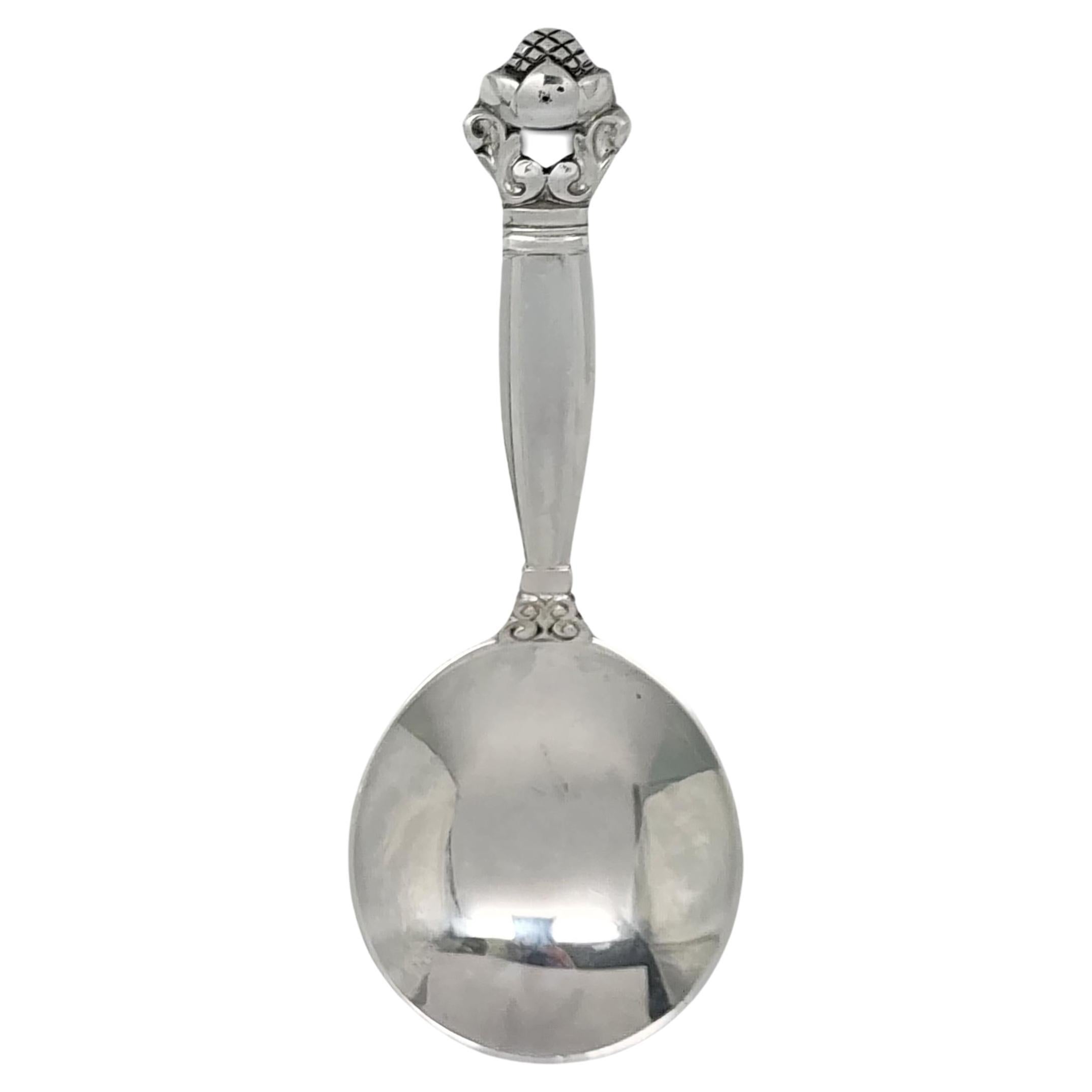 Georg Jensen Denmark Acorn Sterling Silver Tea Caddy/Sugar Spoon #16892 en vente
