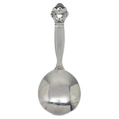 Georg Jensen Denmark Acorn Sterling Silver Tea Caddy/Sugar Spoon #16892