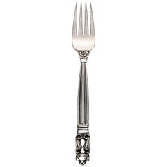 Georg Jensen Denmark Acorn Sterling Silver Youth Fork, with Engraving