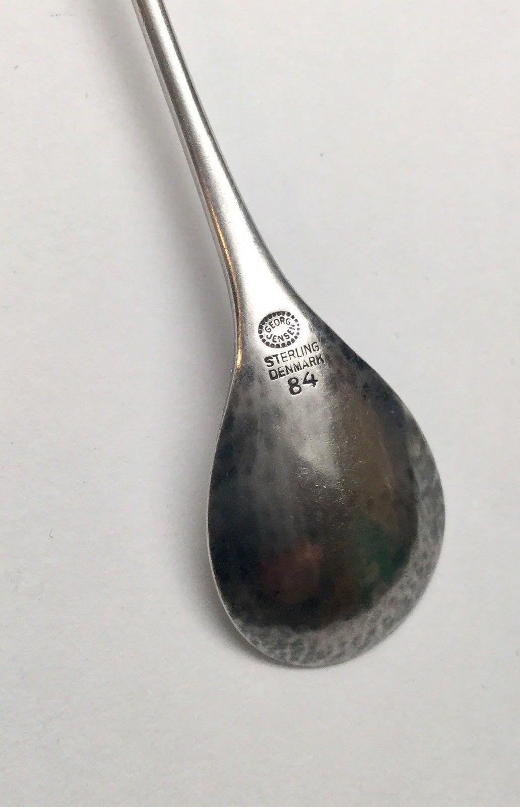 Danish Georg Jensen Denmark Blossom 84 Hammered Sterling Silver Coffee Spoon