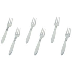 Georg Jensen, Denmark. Cactus pattern Six cake forks in sterling silver.