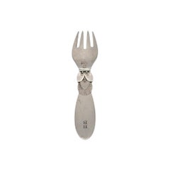Georg Jensen Denmark Cactus Sterling Silver Baby Fork w/Mono #19469