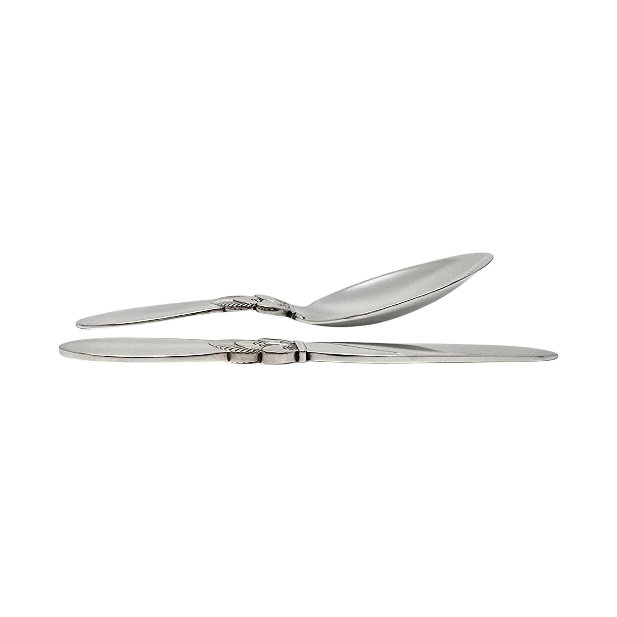 Art Deco Georg Jensen Denmark Cactus Sterling Silver Baby Spoon & Knife Set #21584