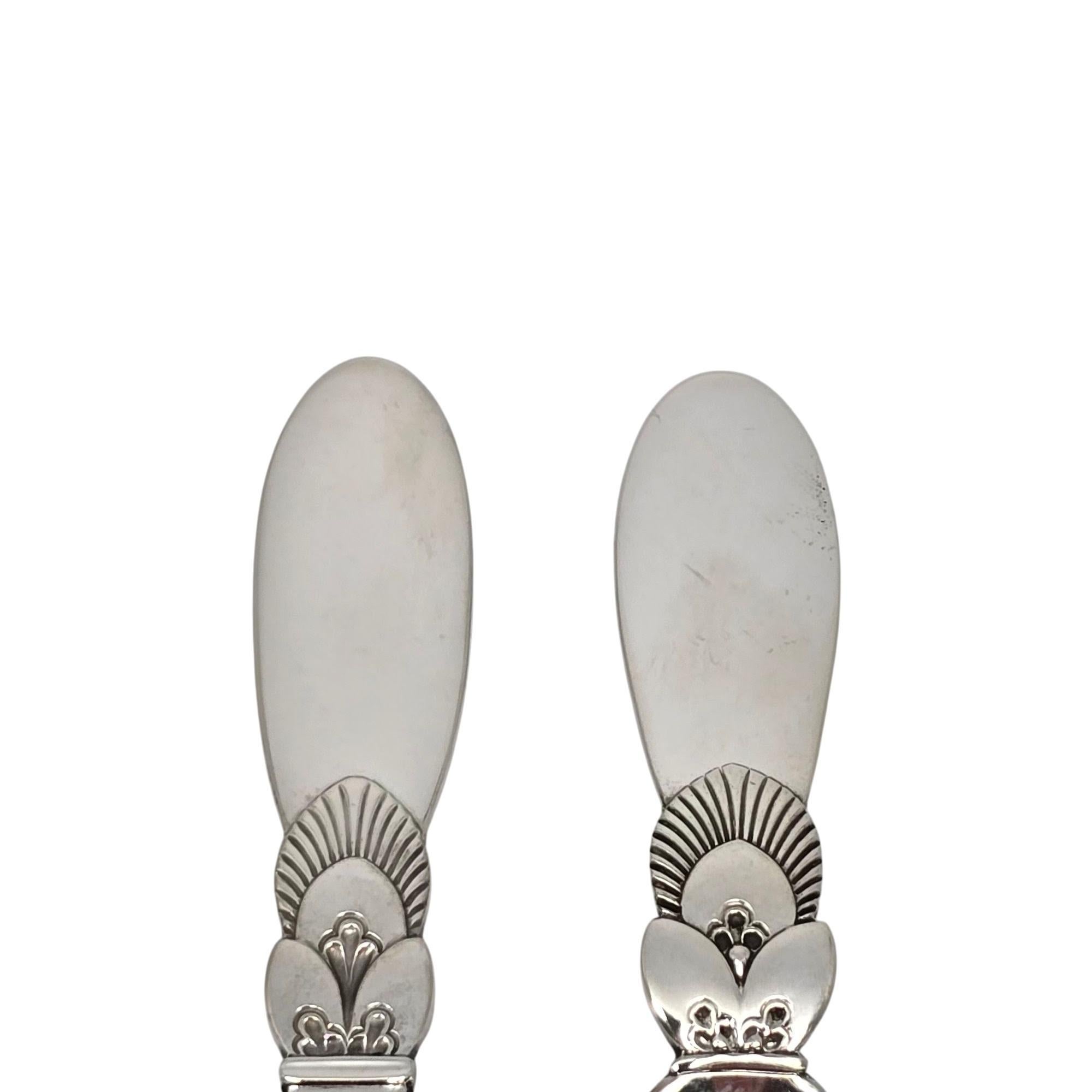 Georg Jensen Denmark Cactus Sterling Silver Baby Spoon & Knife Set #21584 In Good Condition In Washington Depot, CT