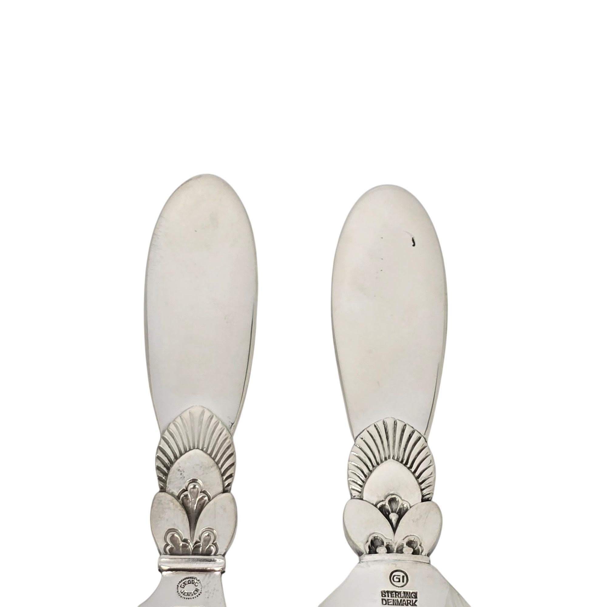 Georg Jensen Denmark Cactus Sterling Silver Baby Spoon & Knife Set #21584 1