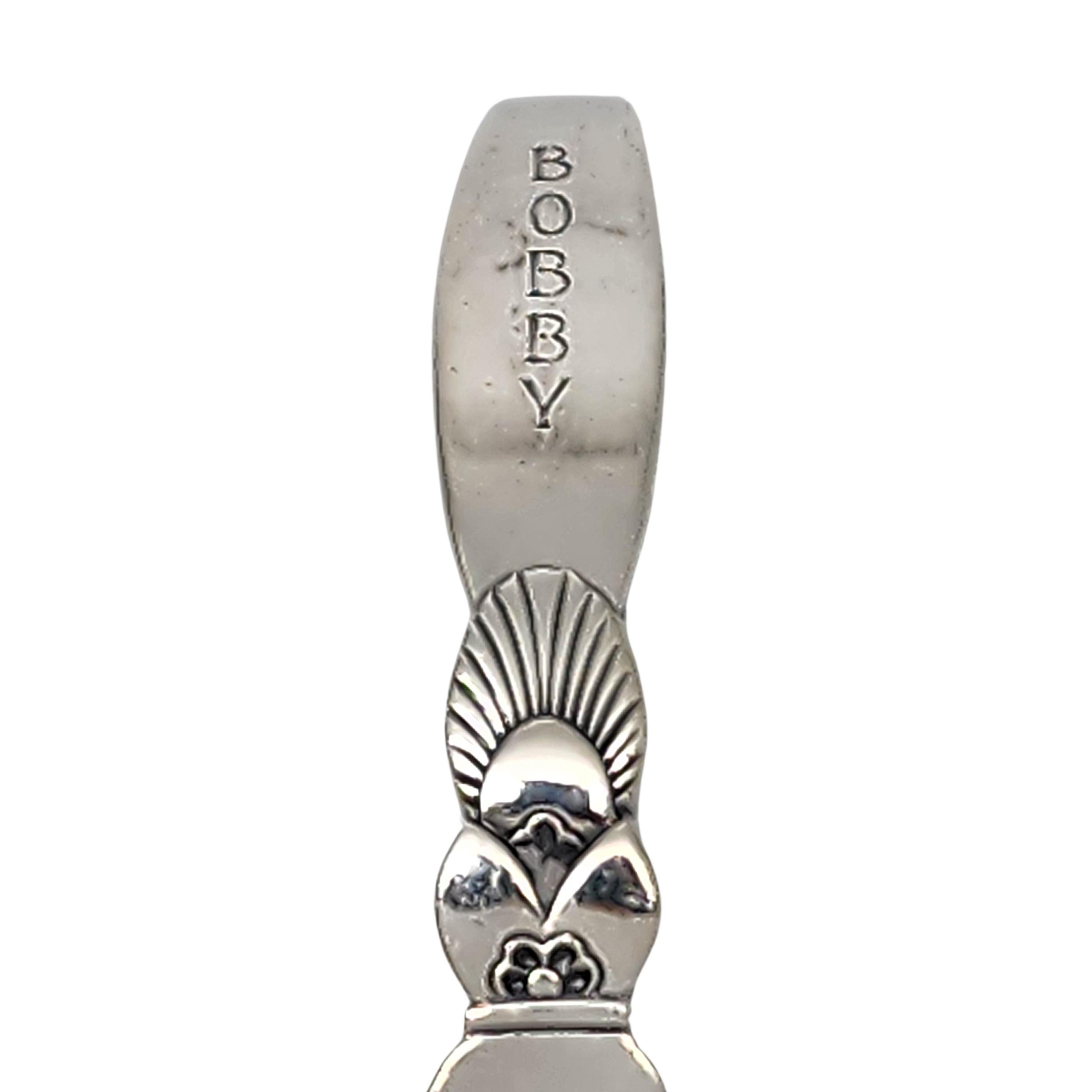 da uomo o donna Georg Jensen Denmark Cactus in argento sterling manico curvo Cucchiaio per bambini Engr #18325 in vendita