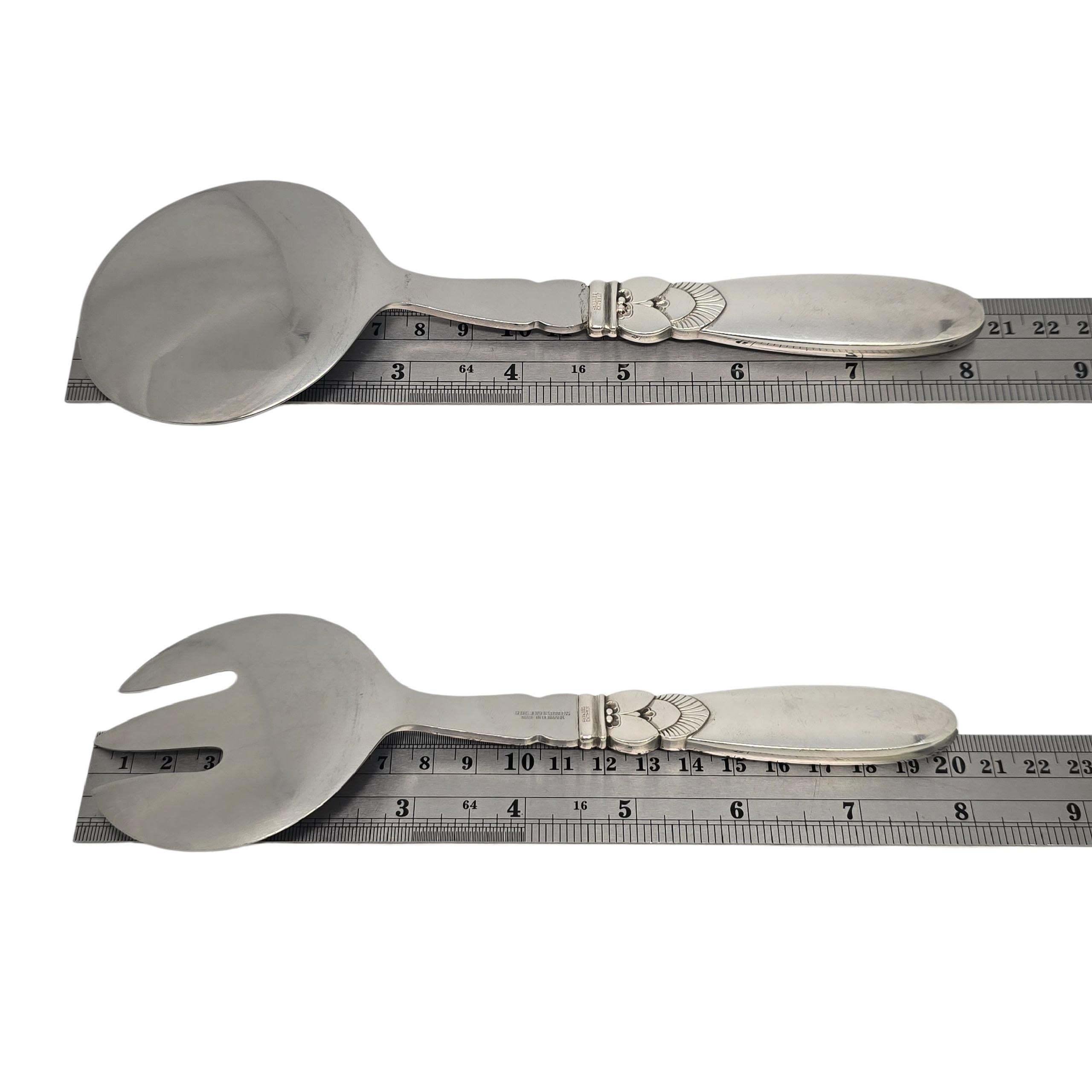 Georg Jensen Denmark Cactus Sterling Silver Handle Serving Fork & Spoon #22989 For Sale 5