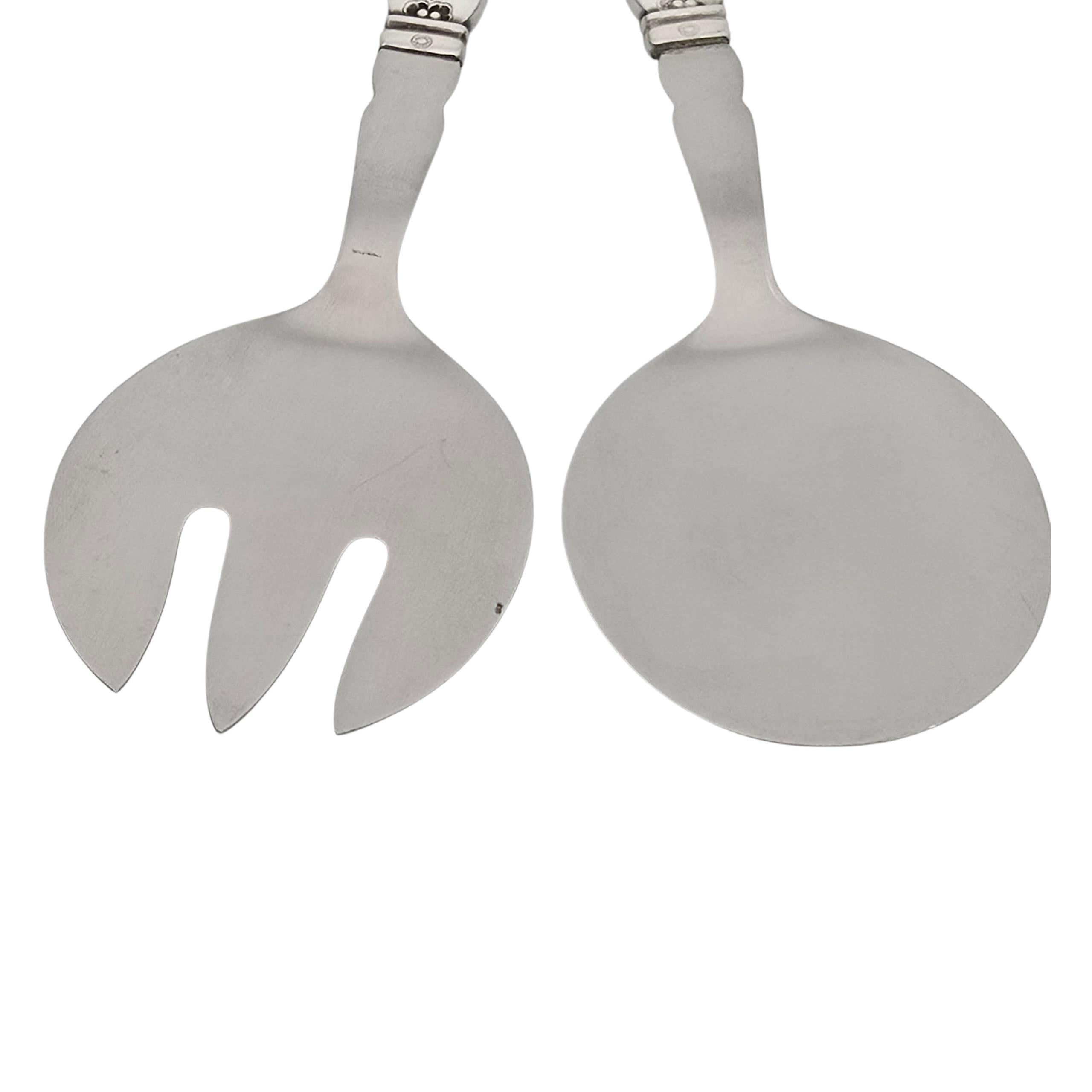 Women's or Men's Georg Jensen Denmark Cactus Sterling Silver Handle Serving Fork & Spoon #22989 For Sale