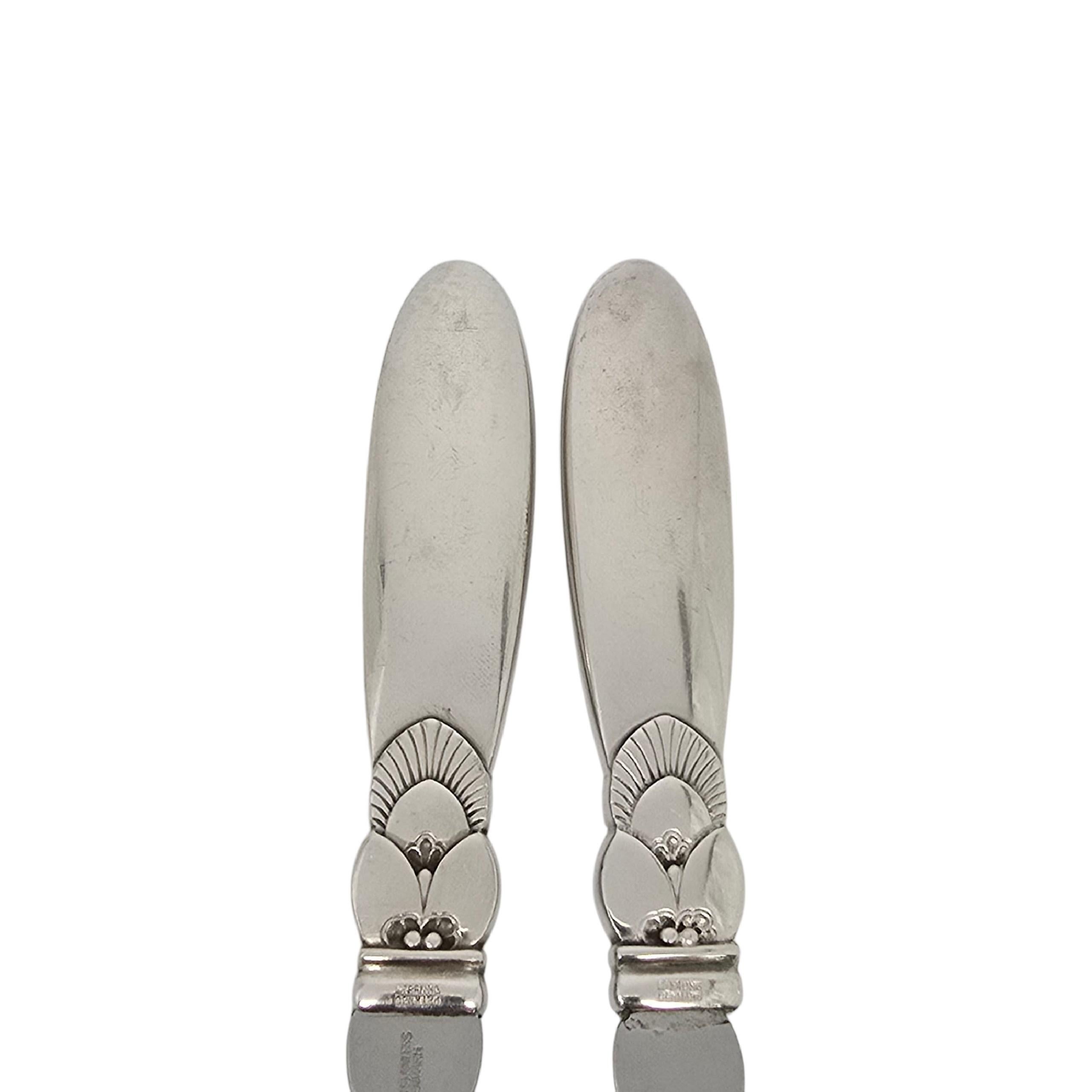 Georg Jensen Denmark Cactus Sterling Silver Handle Serving Fork & Spoon #22989 For Sale 1