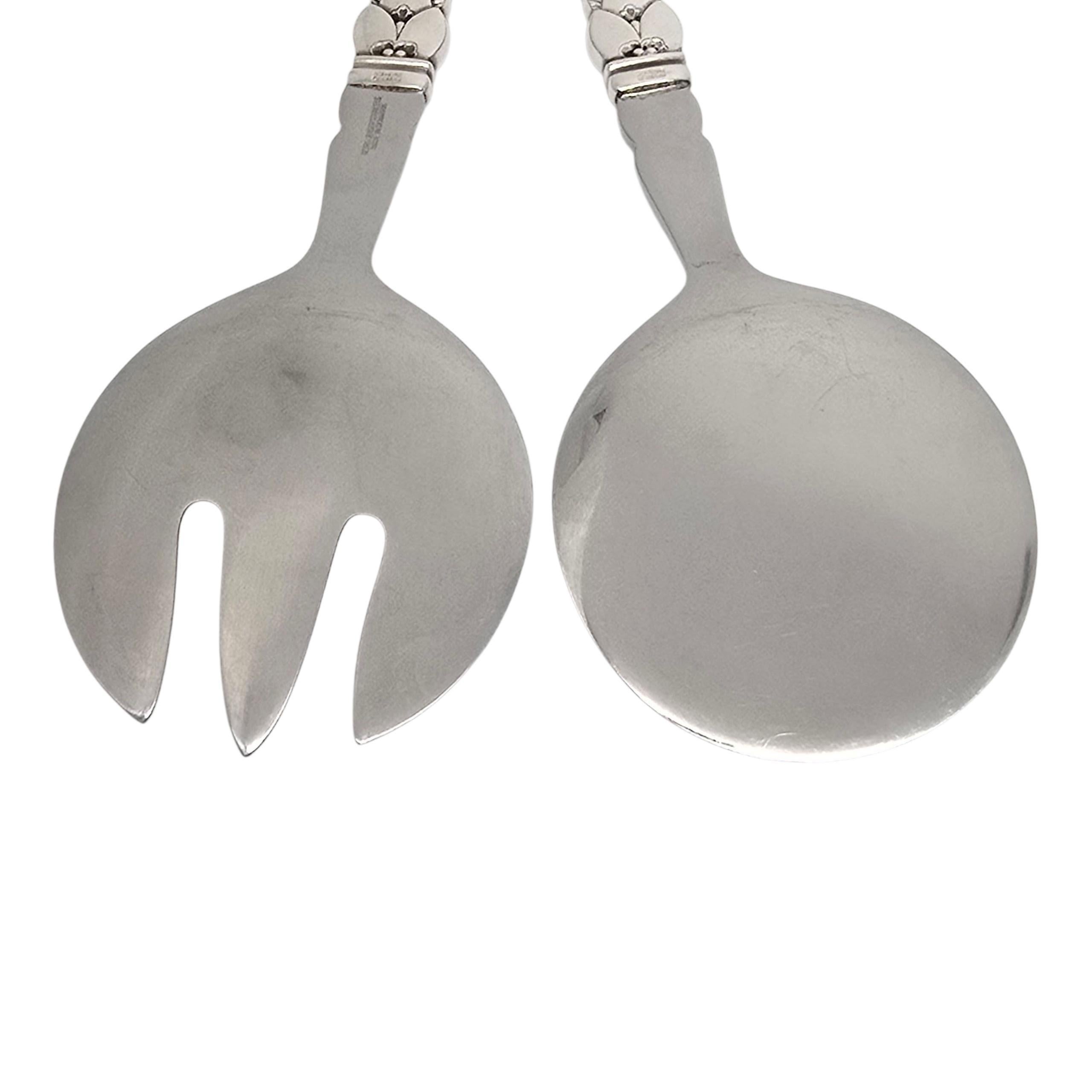 Georg Jensen Denmark Cactus Sterling Silver Handle Serving Fork & Spoon #22989 For Sale 2