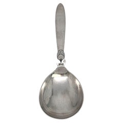 Vintage Georg Jensen Denmark Cactus Sterling Silver Small Serving Spoon 8" #16893