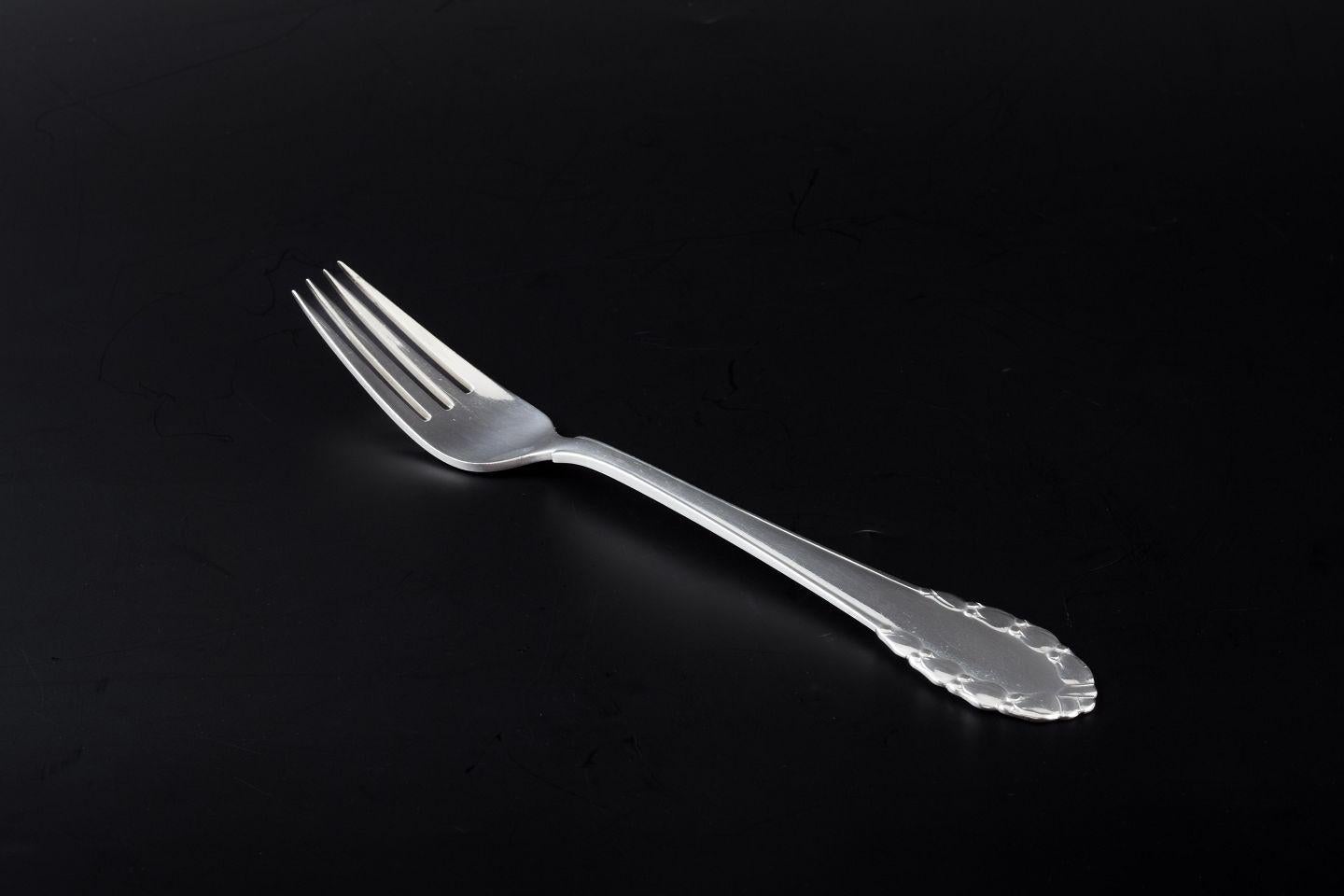 Georg Jensen, Denmark. "Lily of the Valley" dinner fork in sterling silver.