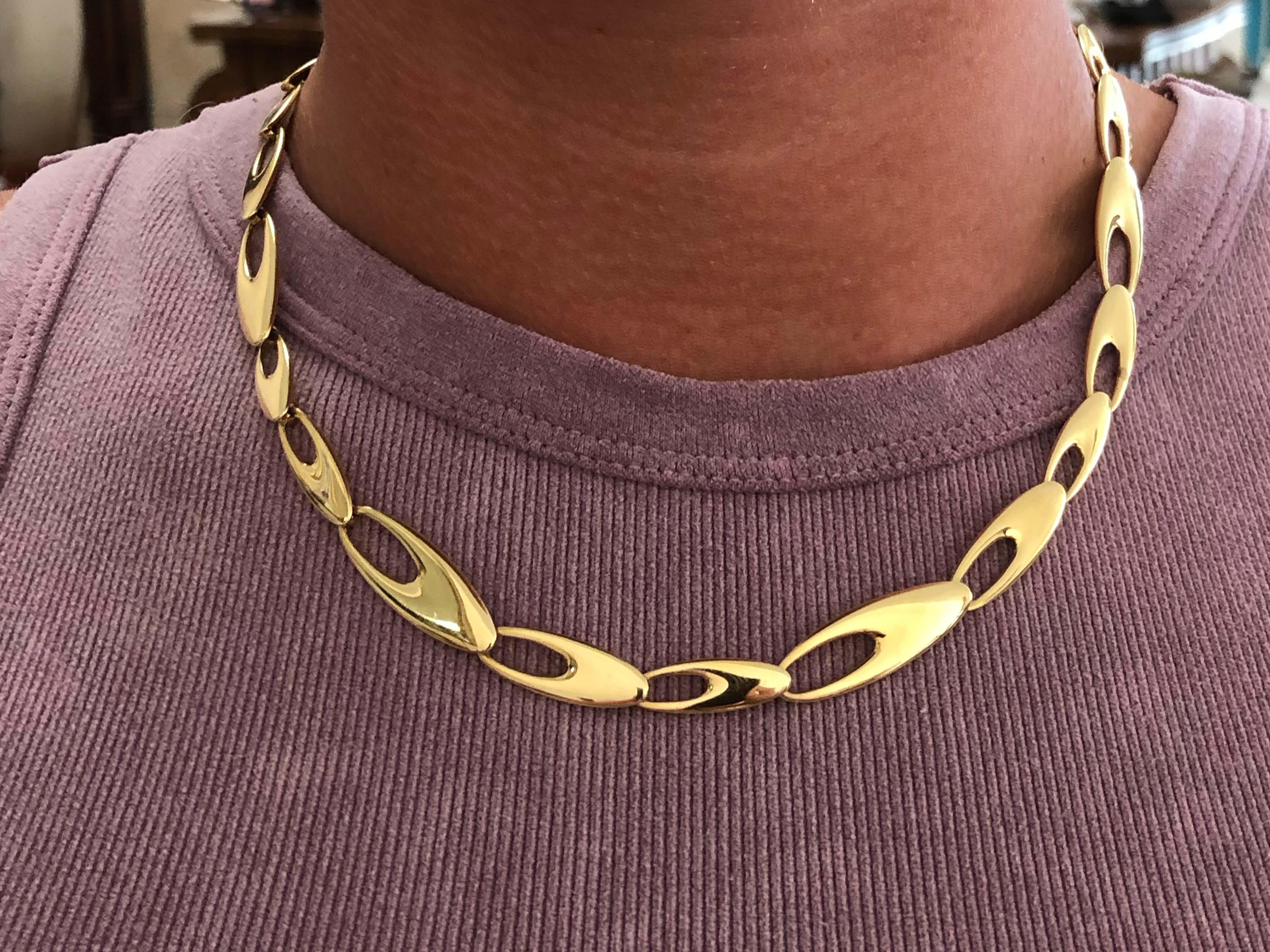 Georg Jensen Denmark Link Chain Necklace 18k Yellow Gold 12