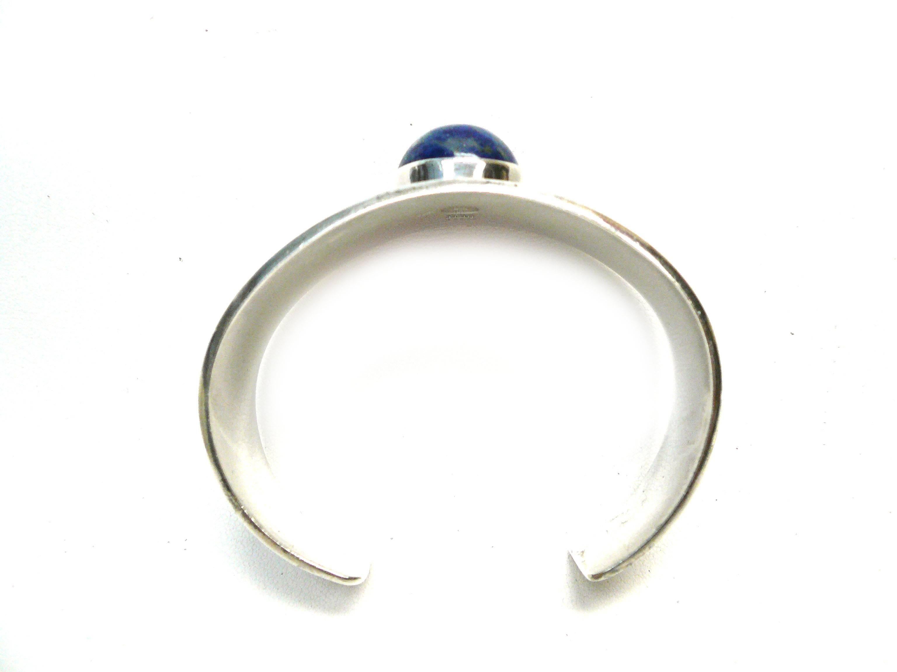 Georg Jensen Denmark Sterling Lapis Lazuli Cuff Bracelet #188 by Paul Hansen For Sale 1