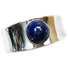 Georg Jensen Denmark Sterling Lapis Lazuli Cuff Bracelet #188 by Paul Hansen