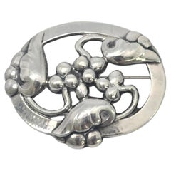Georg Jensen Denmark Sterling Silver 101 Moonlight & Grapes Pin/Brooch #24717