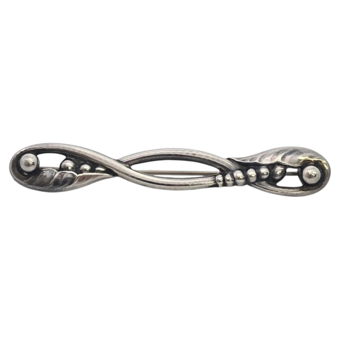 Pre-owned Georg Jensen Denmark Sterling Silver 110 Peapod Leaf Pin/brooch #25611 In Multi