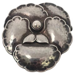 Georg Jensen Denmark Sterling Silver 113 Pansy Pin/Brooch #25617
