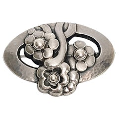 Georg Jensen Denmark Sterling Silver #28 Flower Pin/Brooch