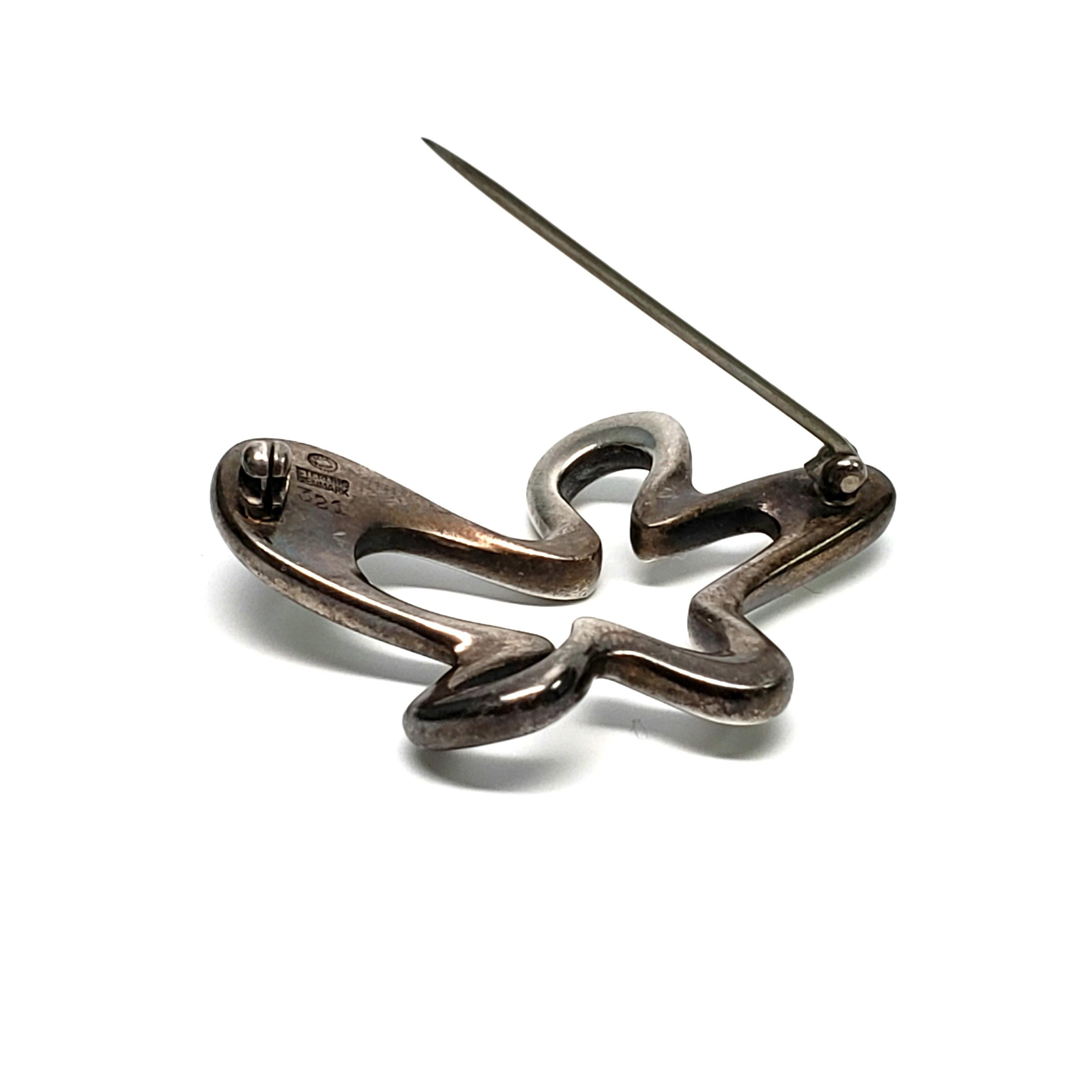 Georg Jensen Denmark Sterling Silver #321 Splash Pin/Brooch by Henning Koppel 1