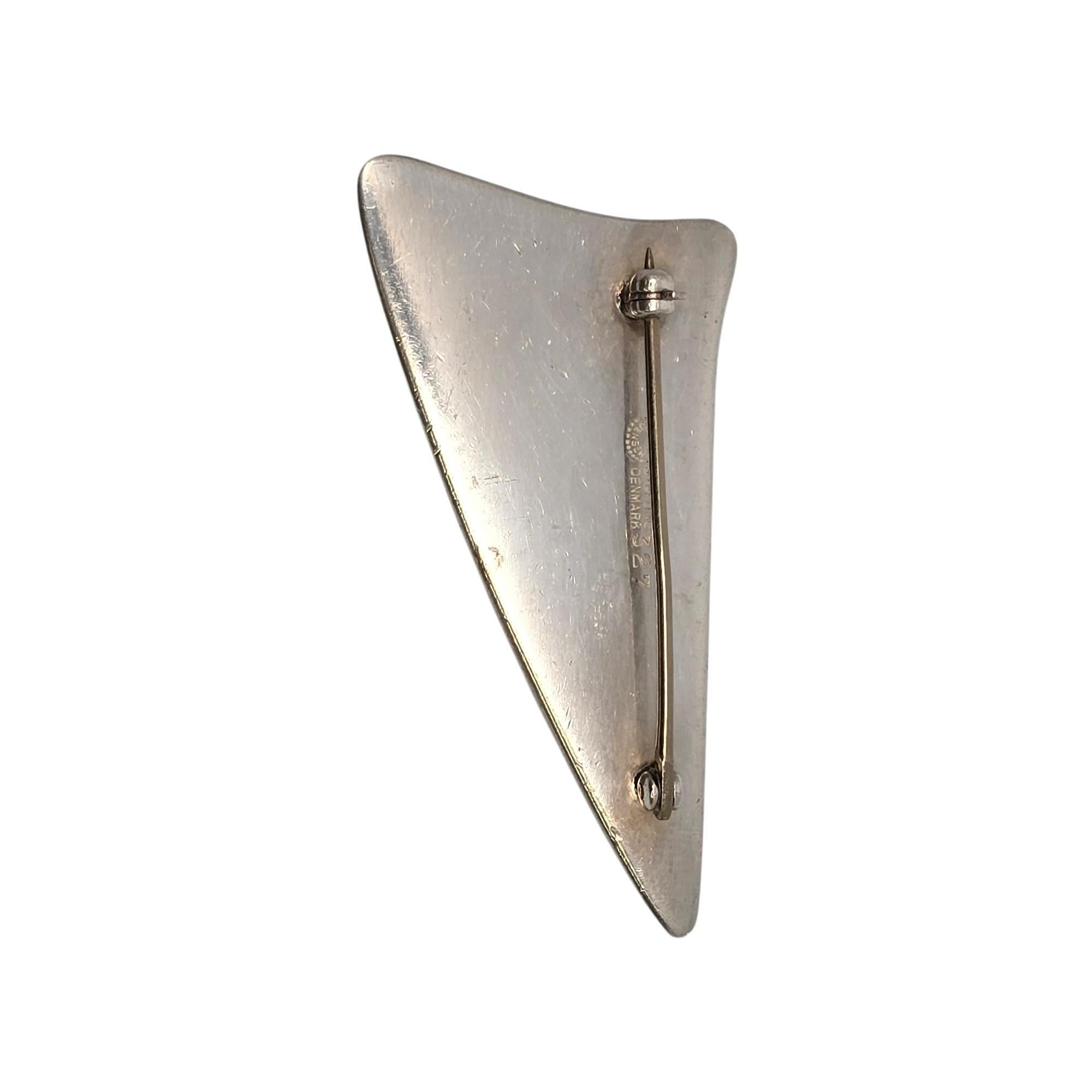 Women's Georg Jensen Denmark Sterling Silver # 327 Modern Triangle Brooch/Pin #20823 For Sale
