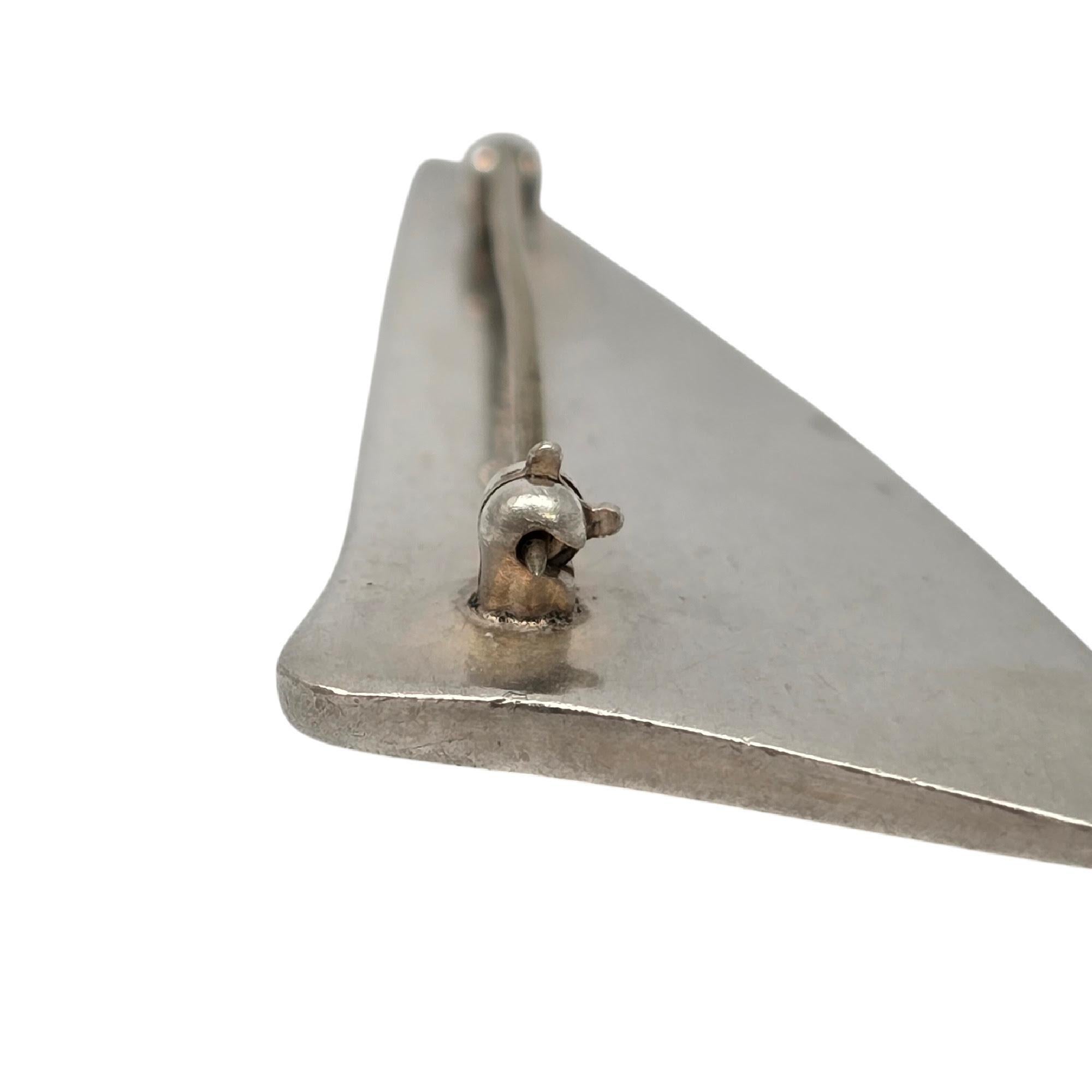 Georg Jensen Denmark Sterling Silver # 327 Modern Triangle Brooch/Pin #20823 For Sale 3