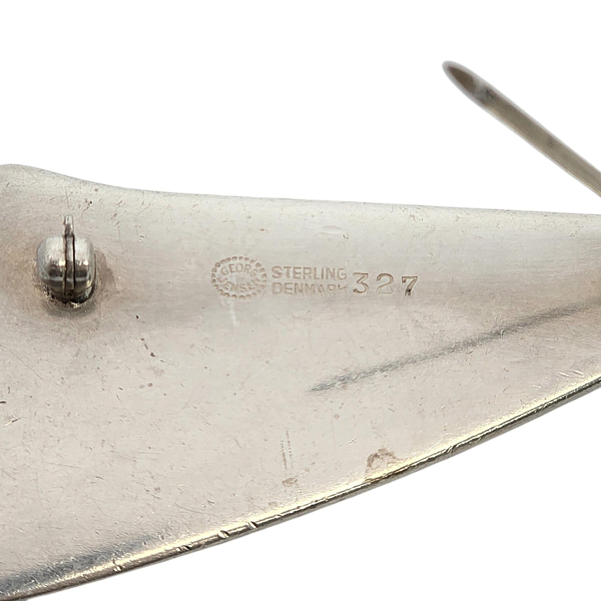 Georg Jensen Denmark Sterling Silver # 327 Modern Triangle Brooch/Pin #20823 For Sale 4