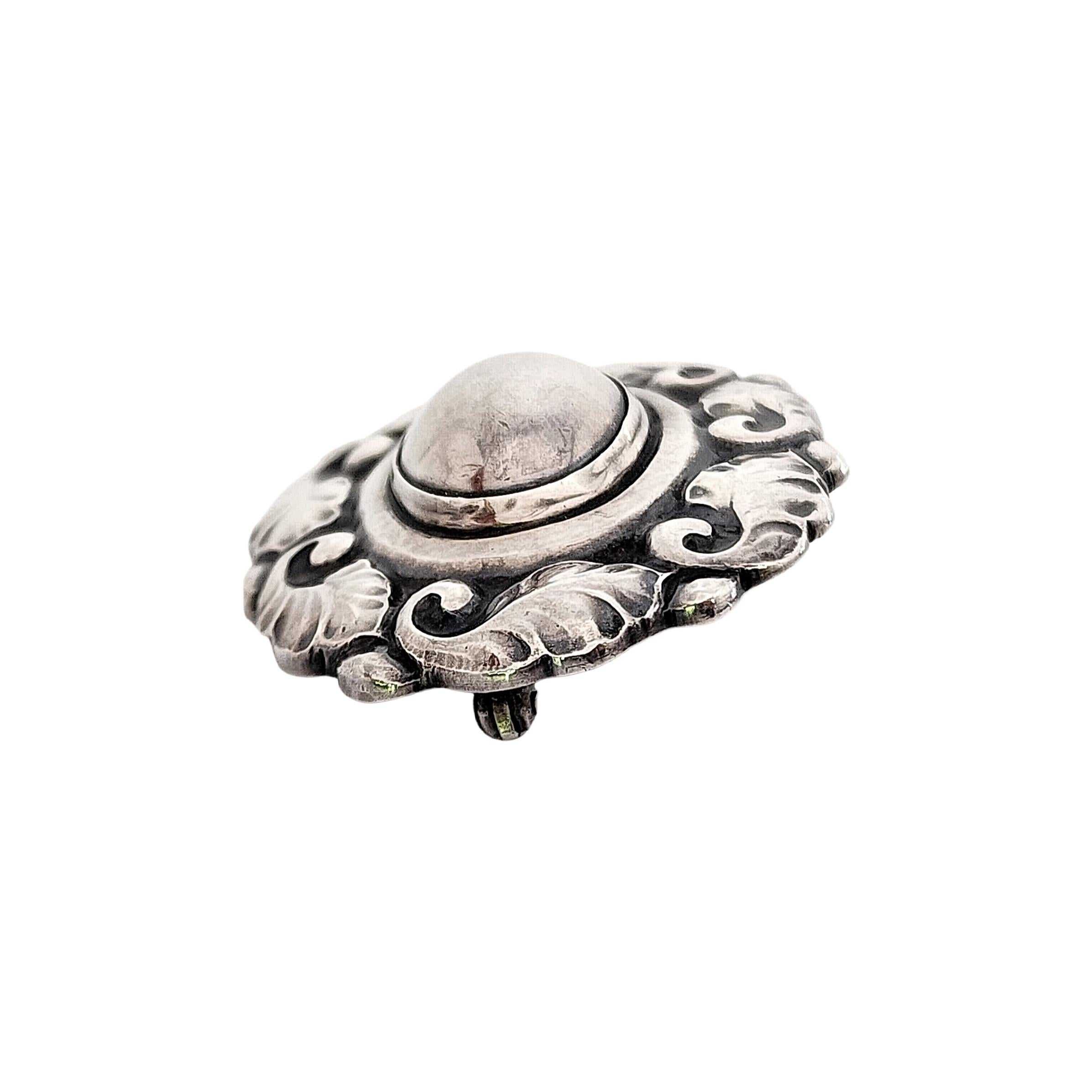 Georg Jensen Denmark Sterling Silver 60 Oval Dome Leaf Pin/Brooch #14682 In Good Condition For Sale In Washington Depot, CT