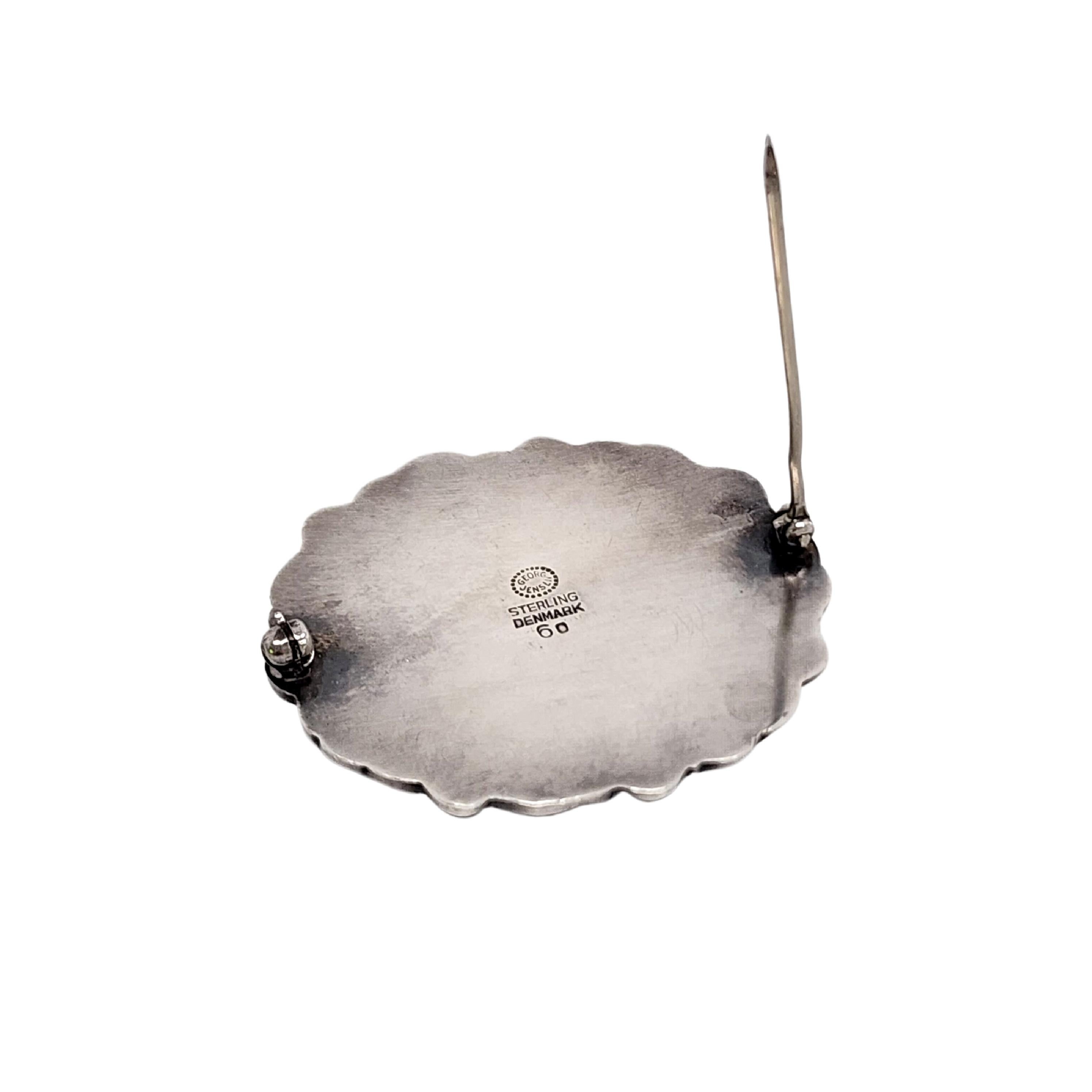 Women's Georg Jensen Denmark Sterling Silver 60 Oval Dome Leaf Pin/Brooch #14682 For Sale