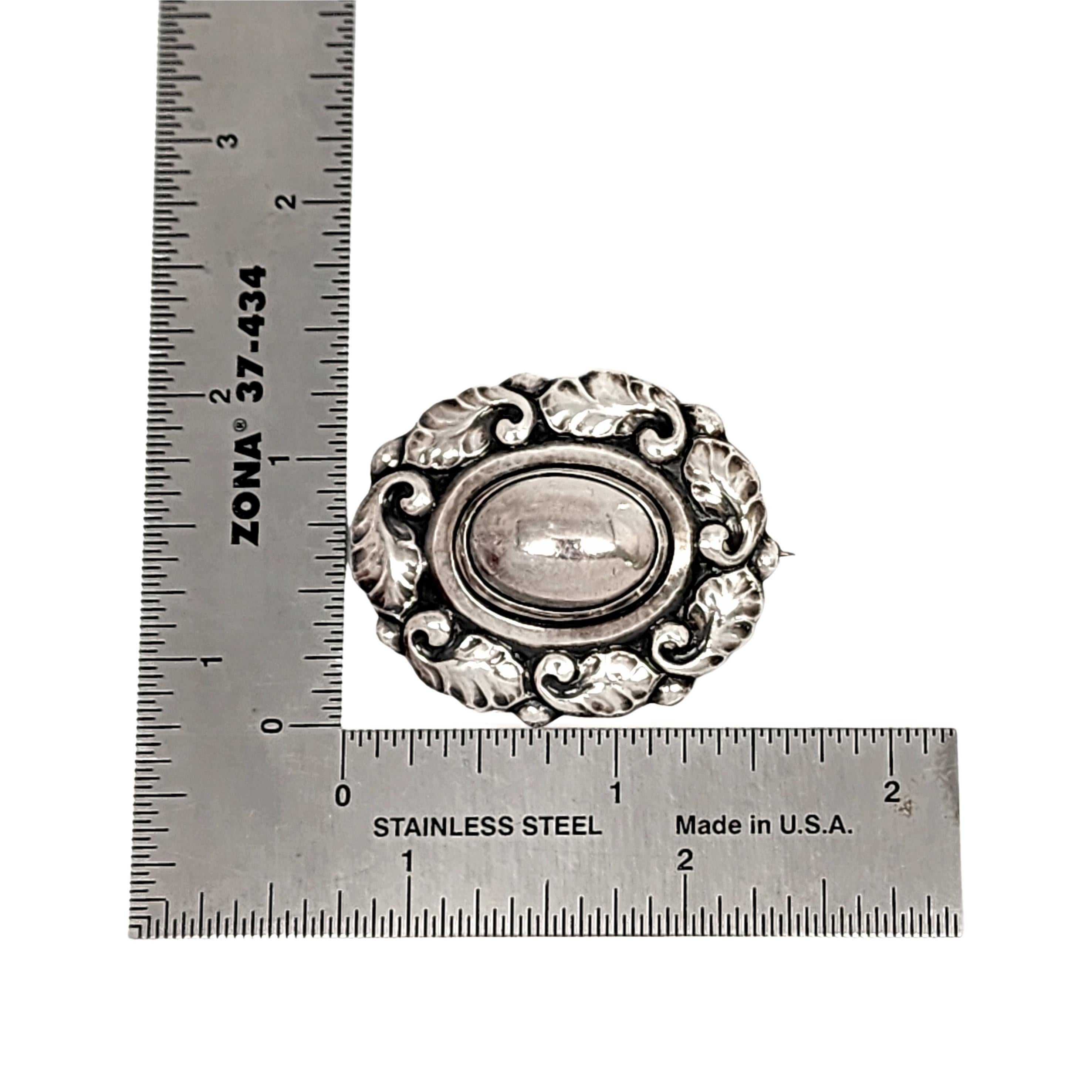 Georg Jensen Denmark Sterling Silver 60 Oval Dome Leaf Pin/Brooch #14682 For Sale 3