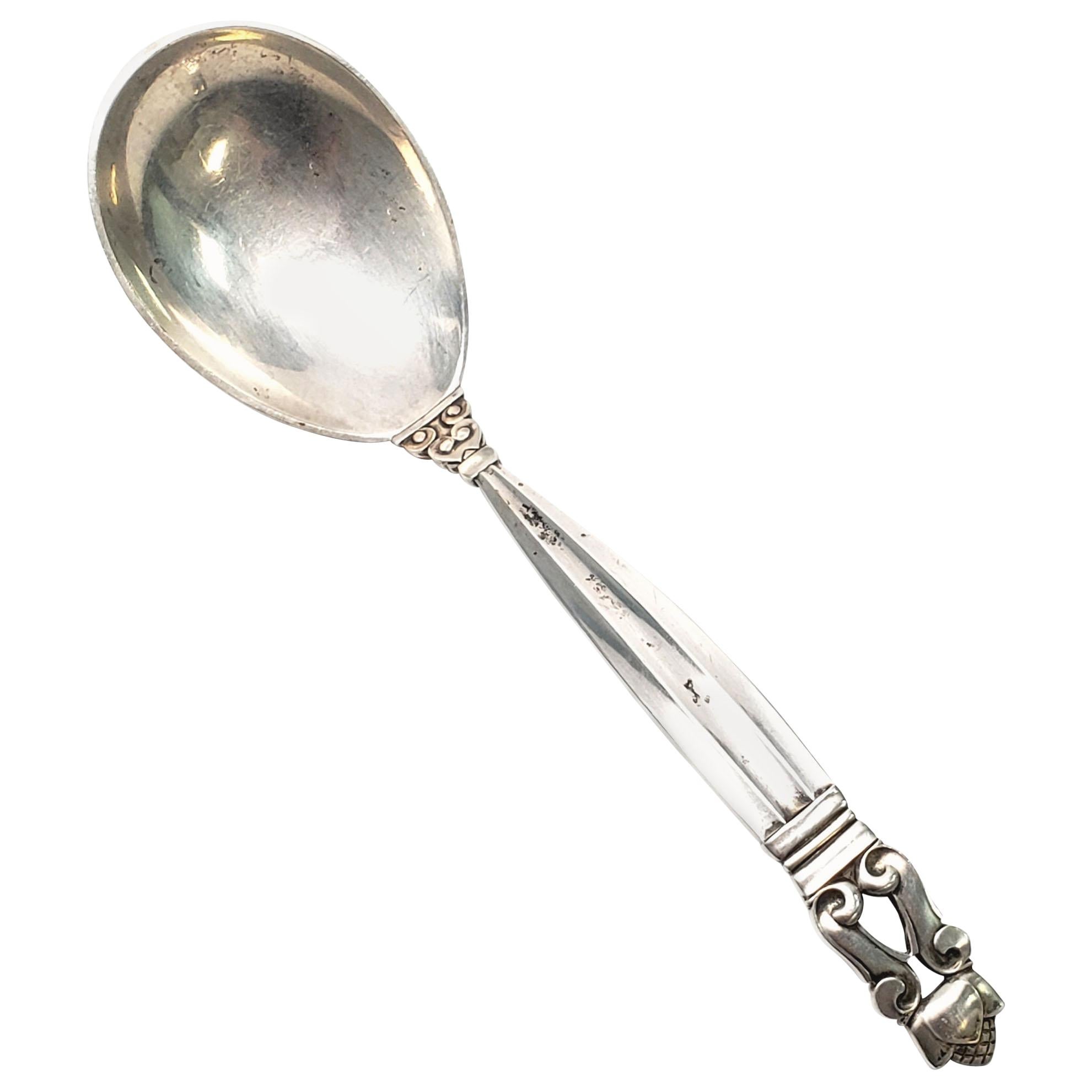 Georg Jensen Denmark Sterling Silver Acorn Curved Handle Jam Spoon